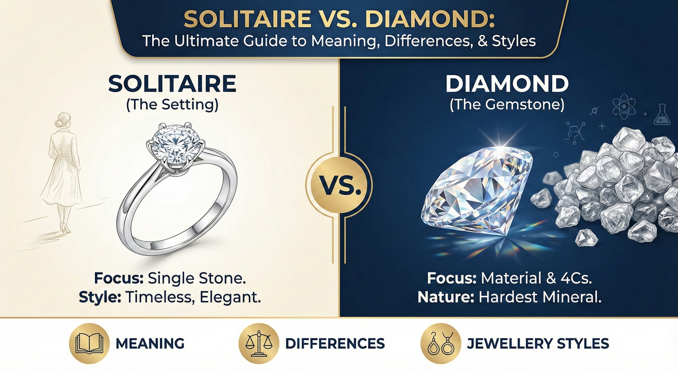 Solitaire vs. Diamond: The Ultimate Guide to Their Meaning, Differences, and Jewellery Styles