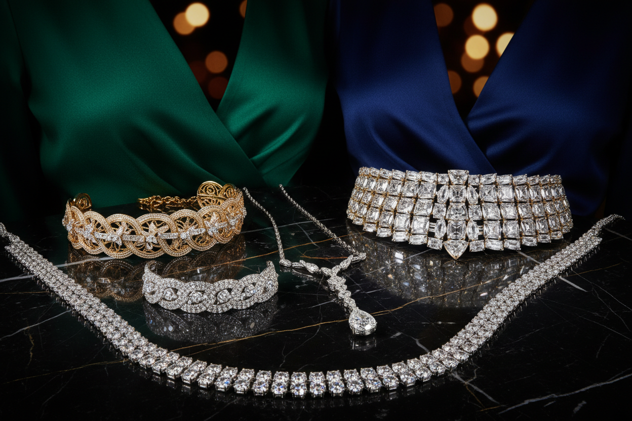 Necklace styles for deep-neck blouses