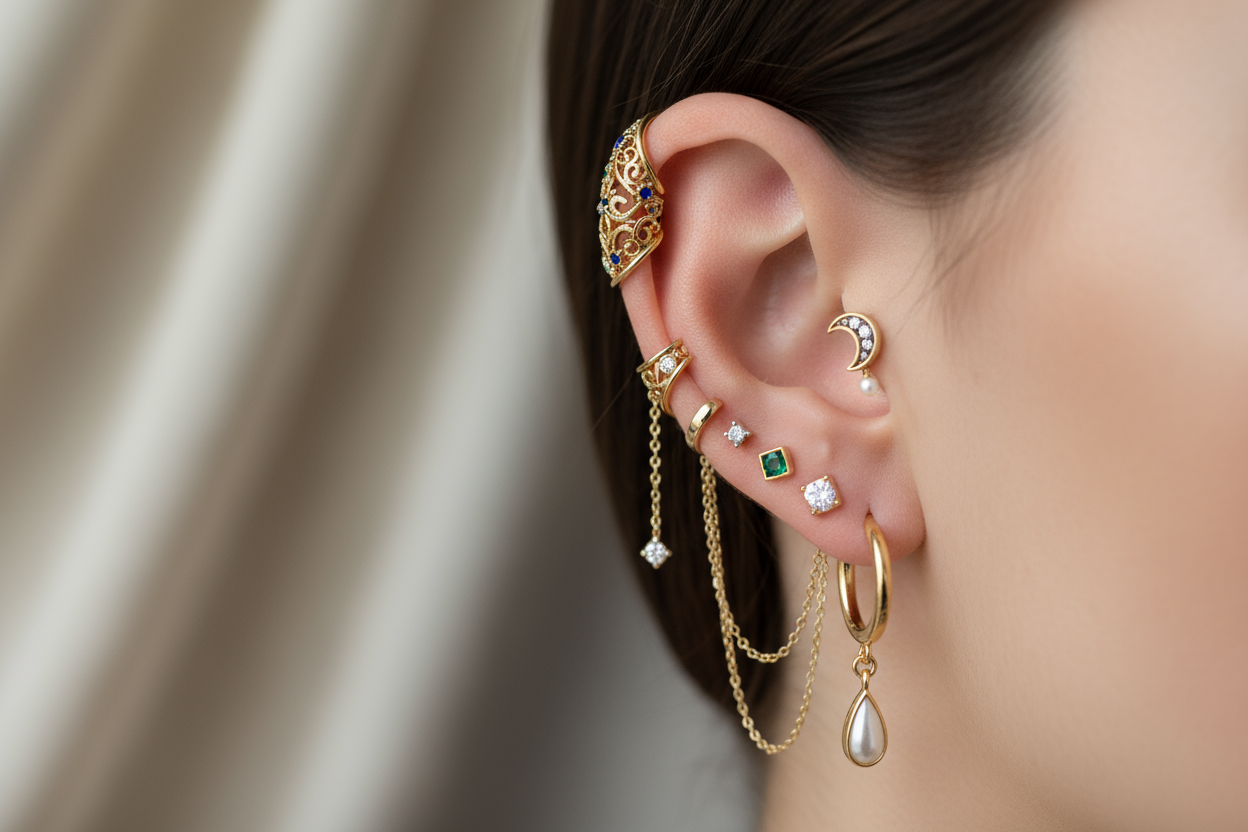 Ear Cuffs and Multi-Piercing Sets: Adorning Your Ears with Artistic Flair
