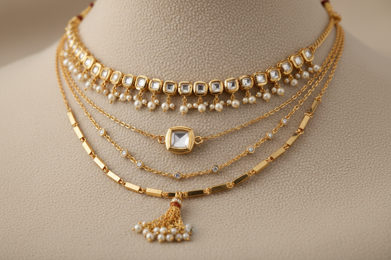Layered necklaces for Indo-western