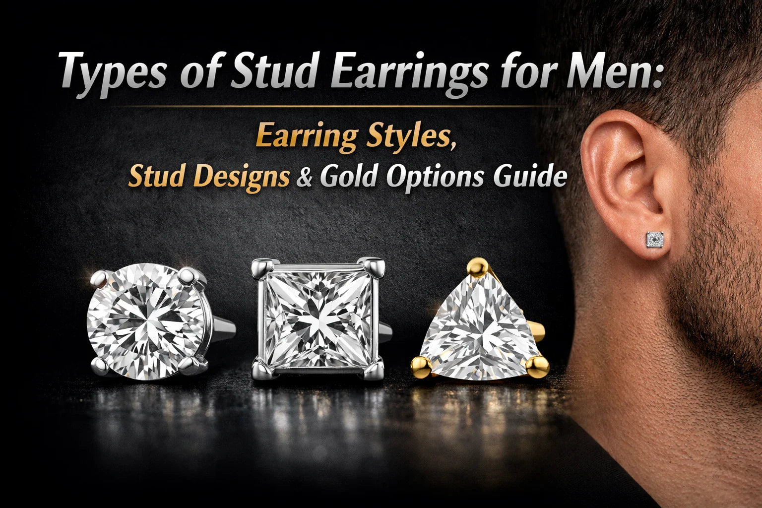 Types of Stud Earrings for Men: Earring Styles, Stud Designs & Gold Options Guide