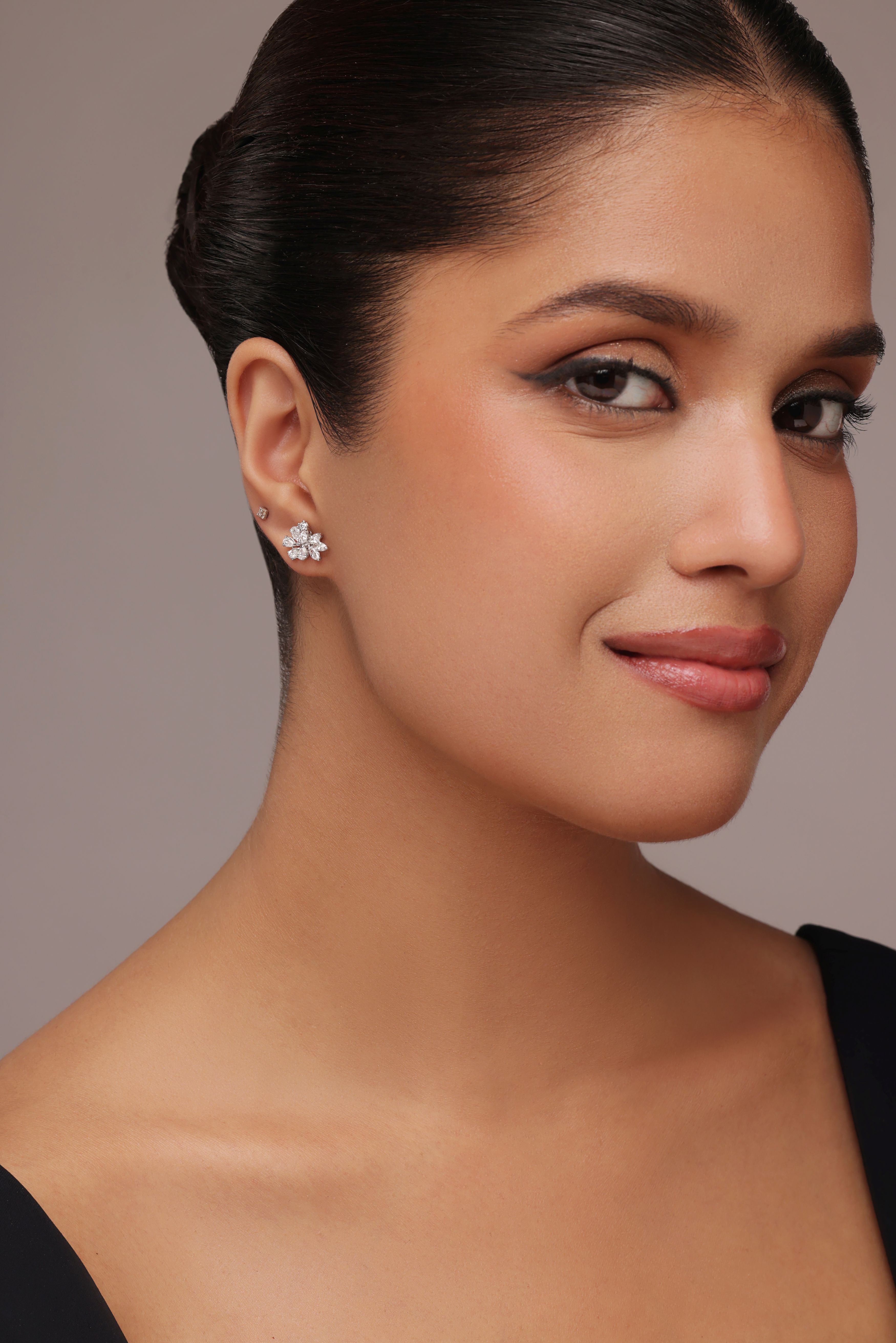 Marquise and Pear diamond Cluster Earrings