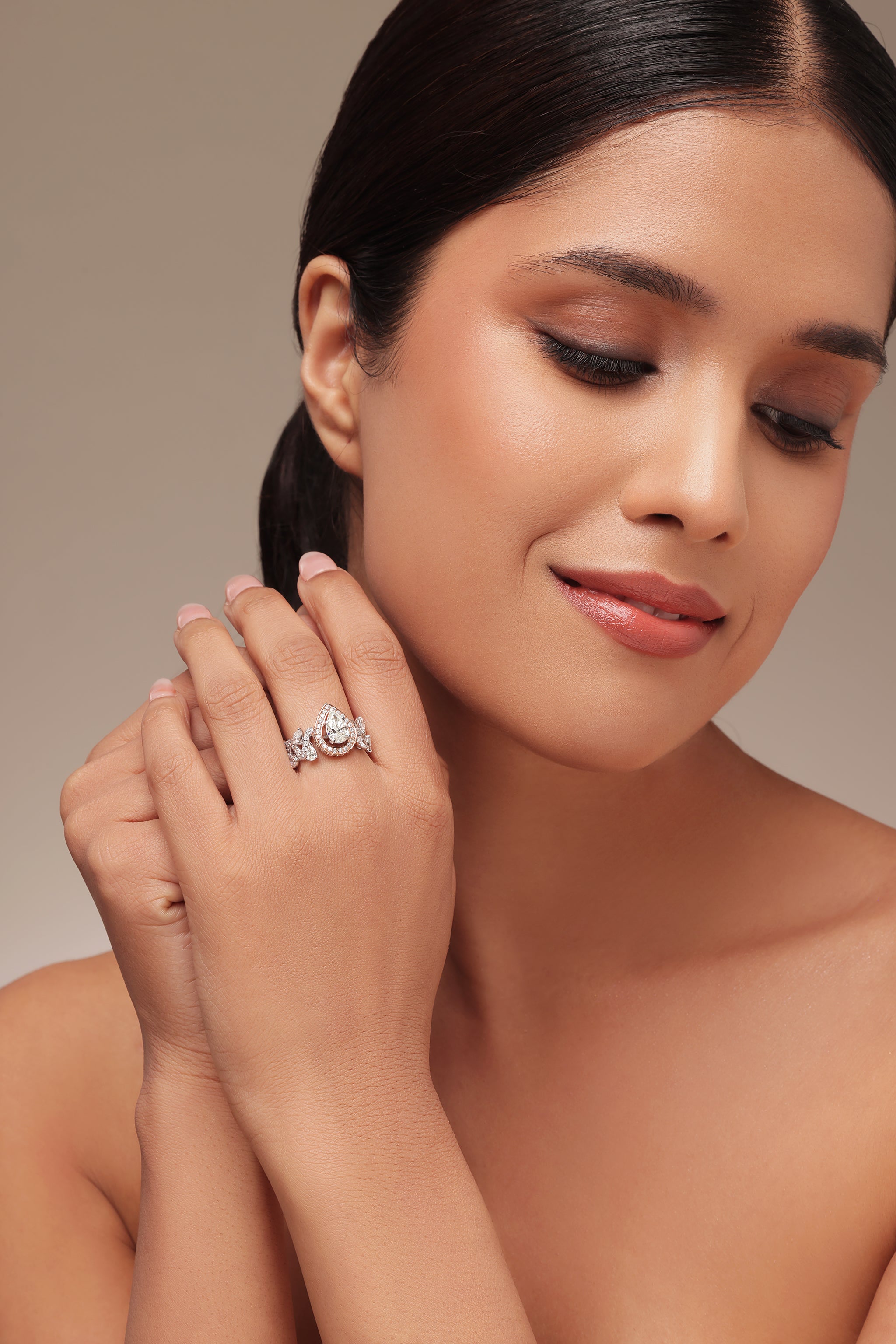 Blossom Pear Halo Cocktail Ring