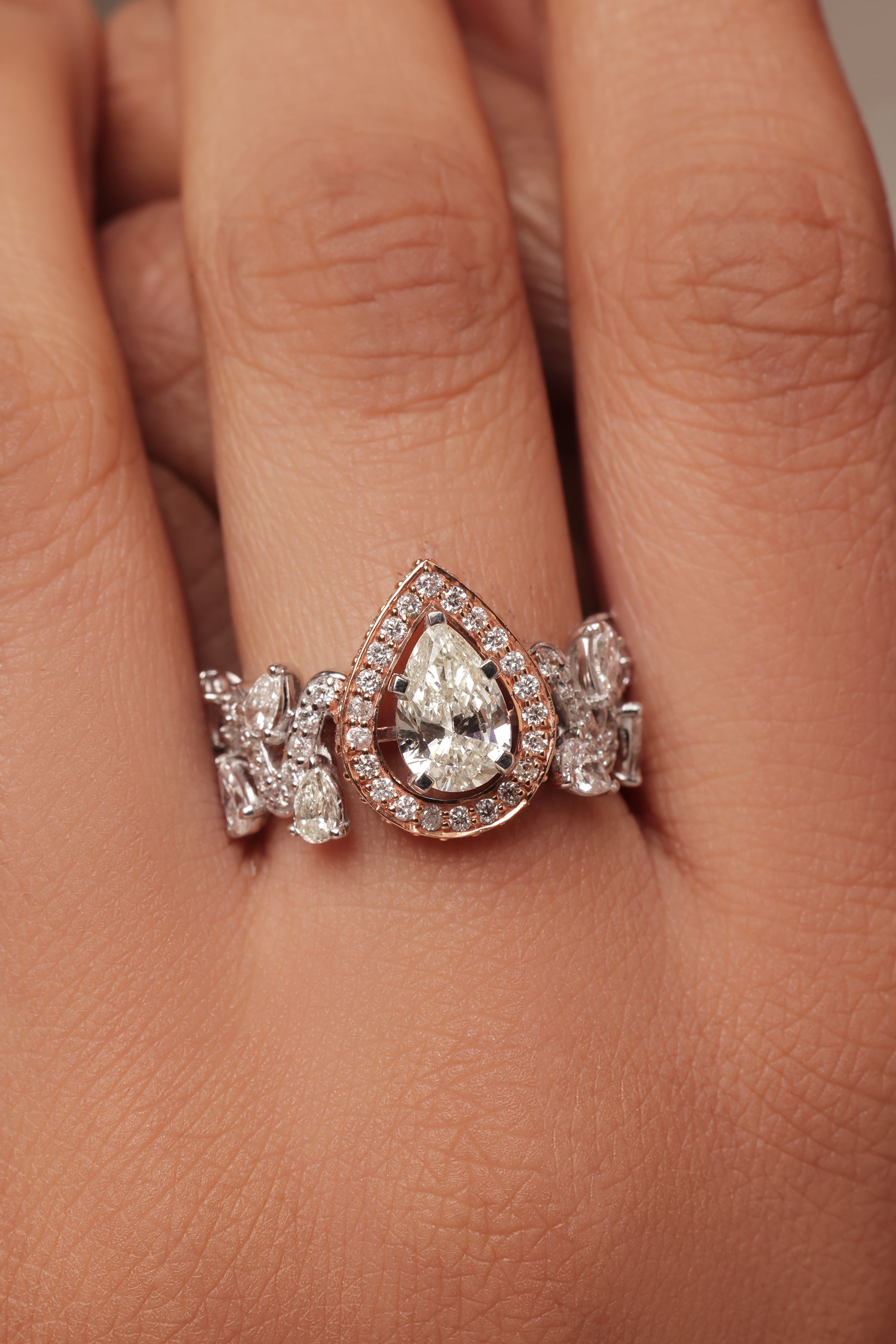 Blossom Pear Halo Cocktail Ring