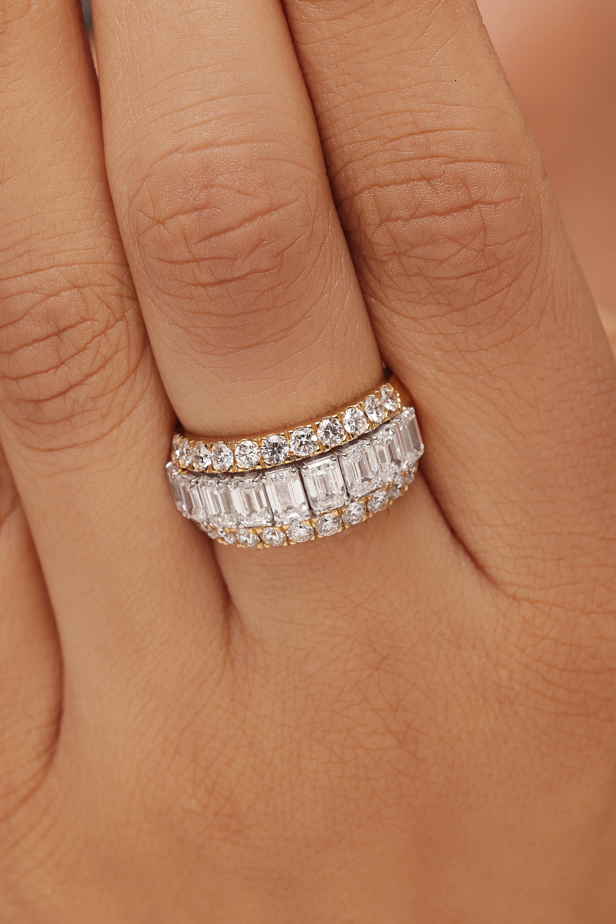 Three-Row Diamond Band Ring