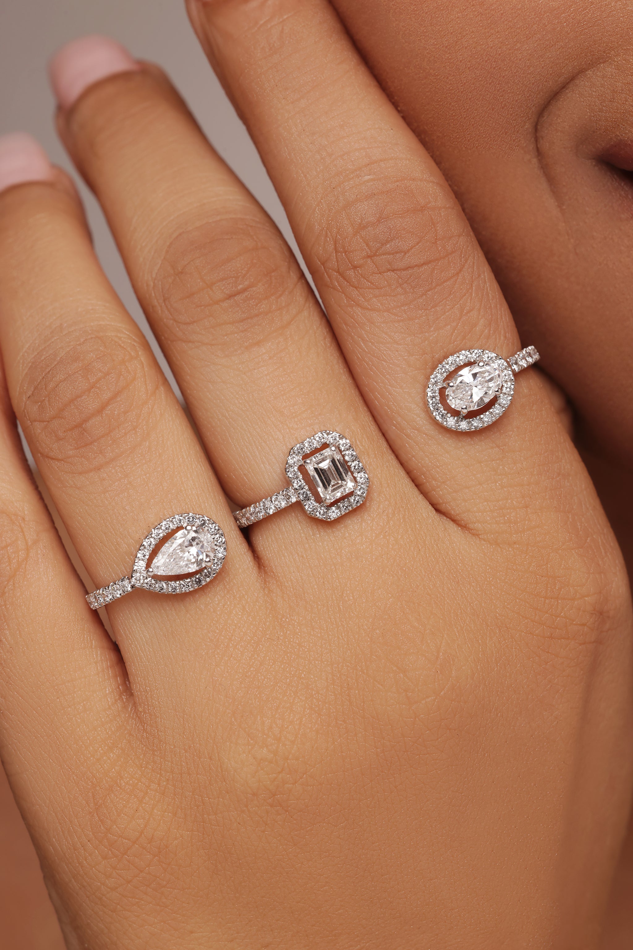 Solitaire Three-Finger Diamond Ring