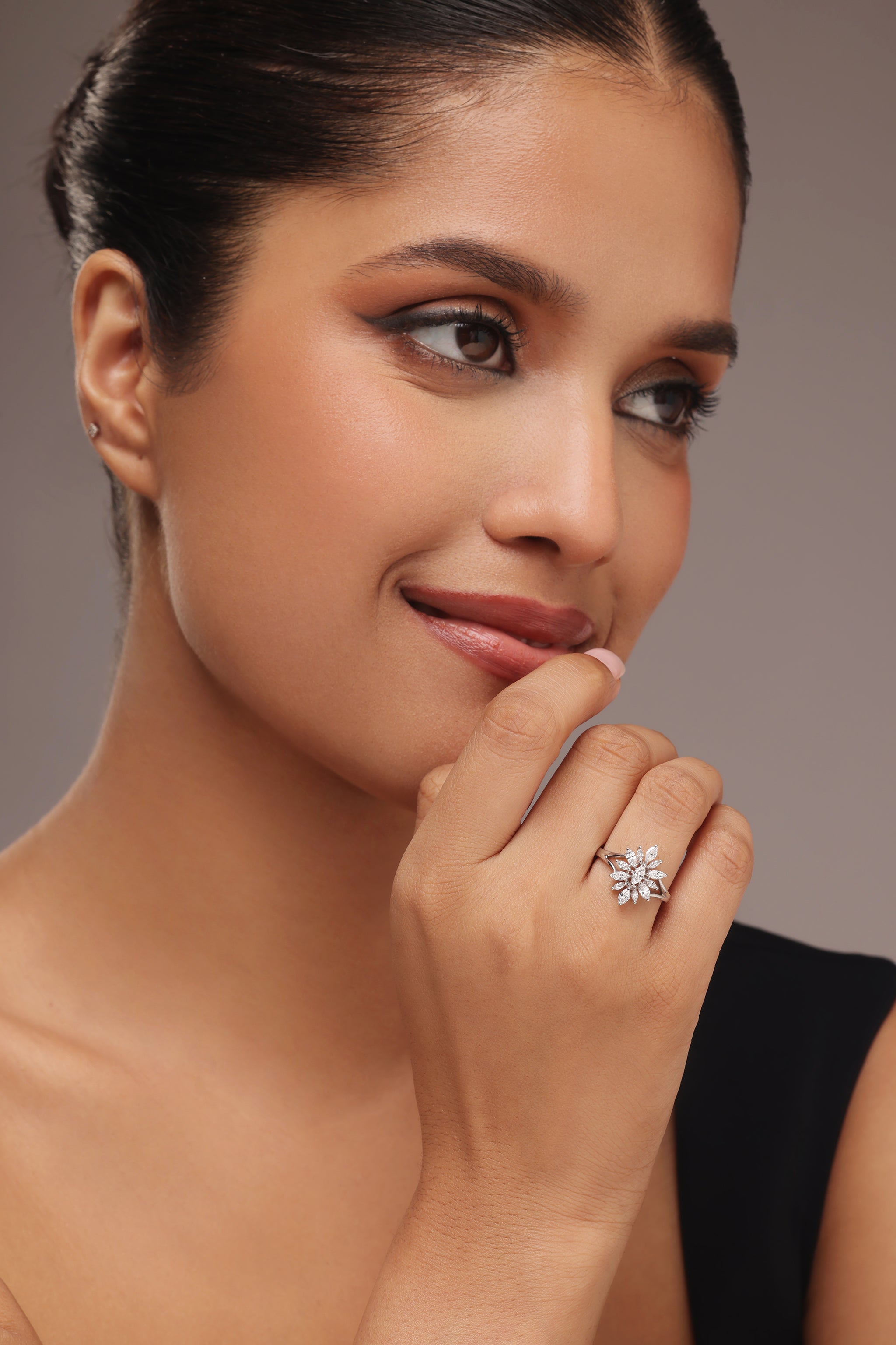 Marquise Diamond Floral Cluster Ring