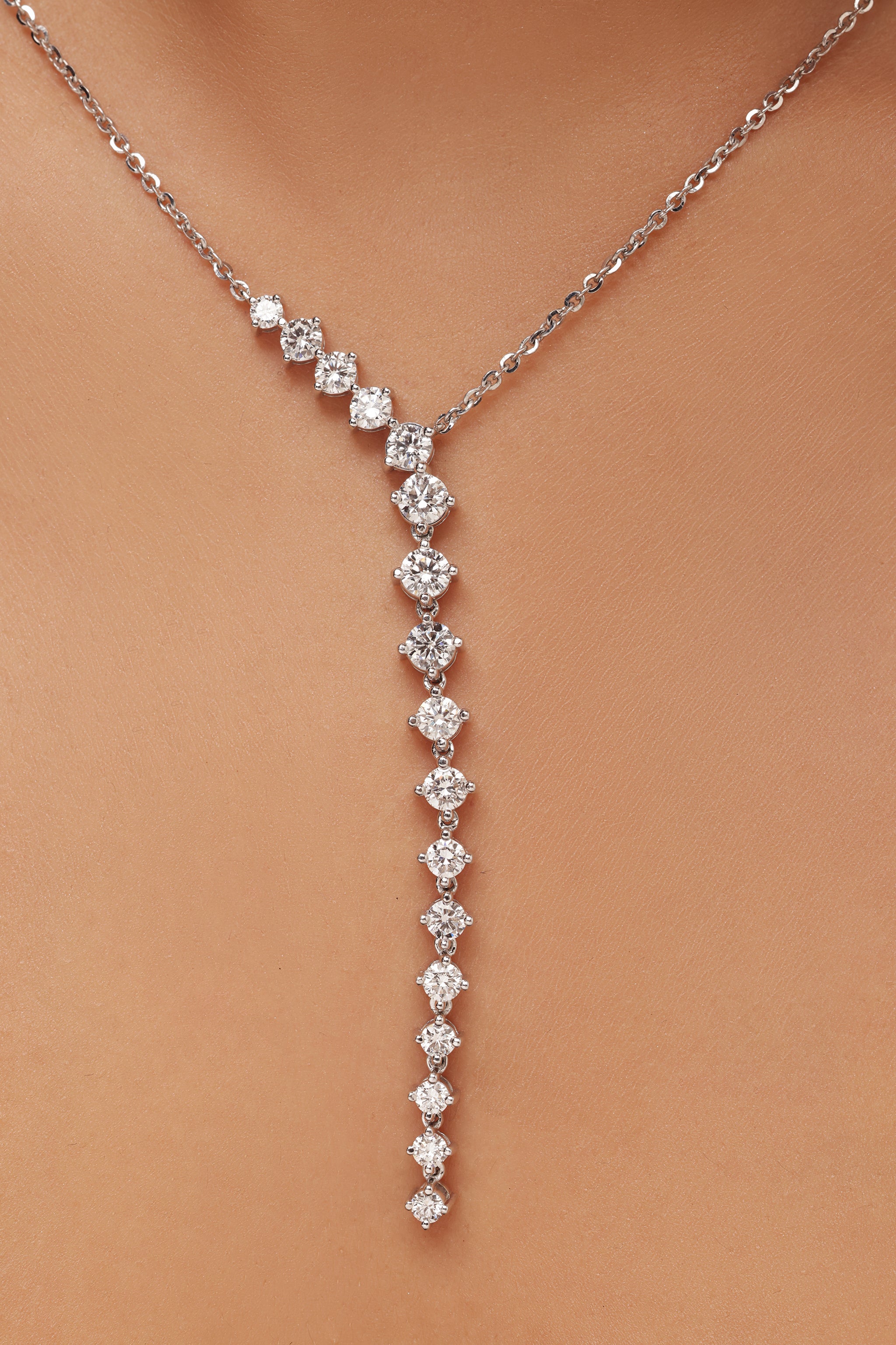 Round Diamond Lariat Necklace