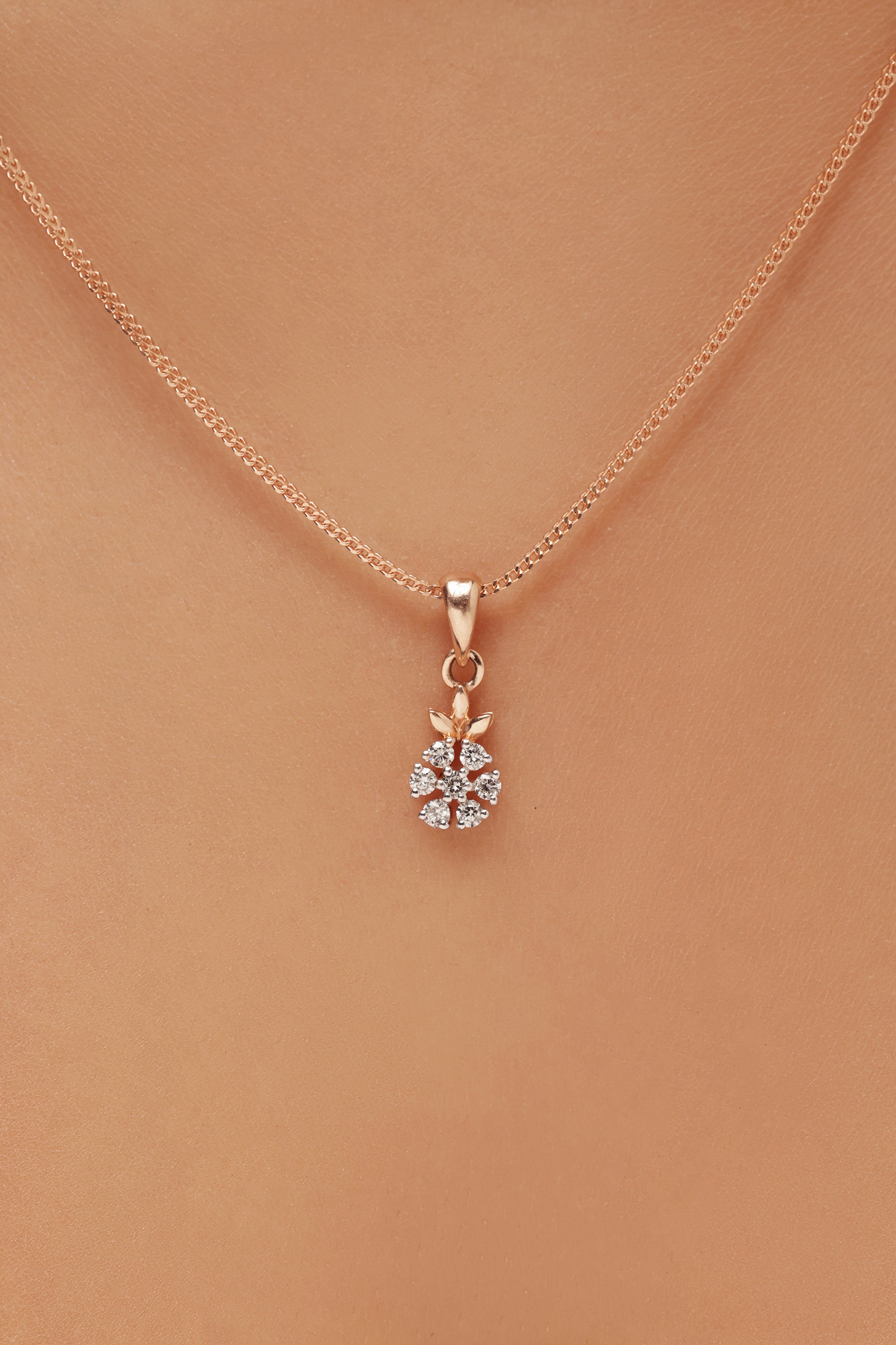 Round Diamond Floral Pendant