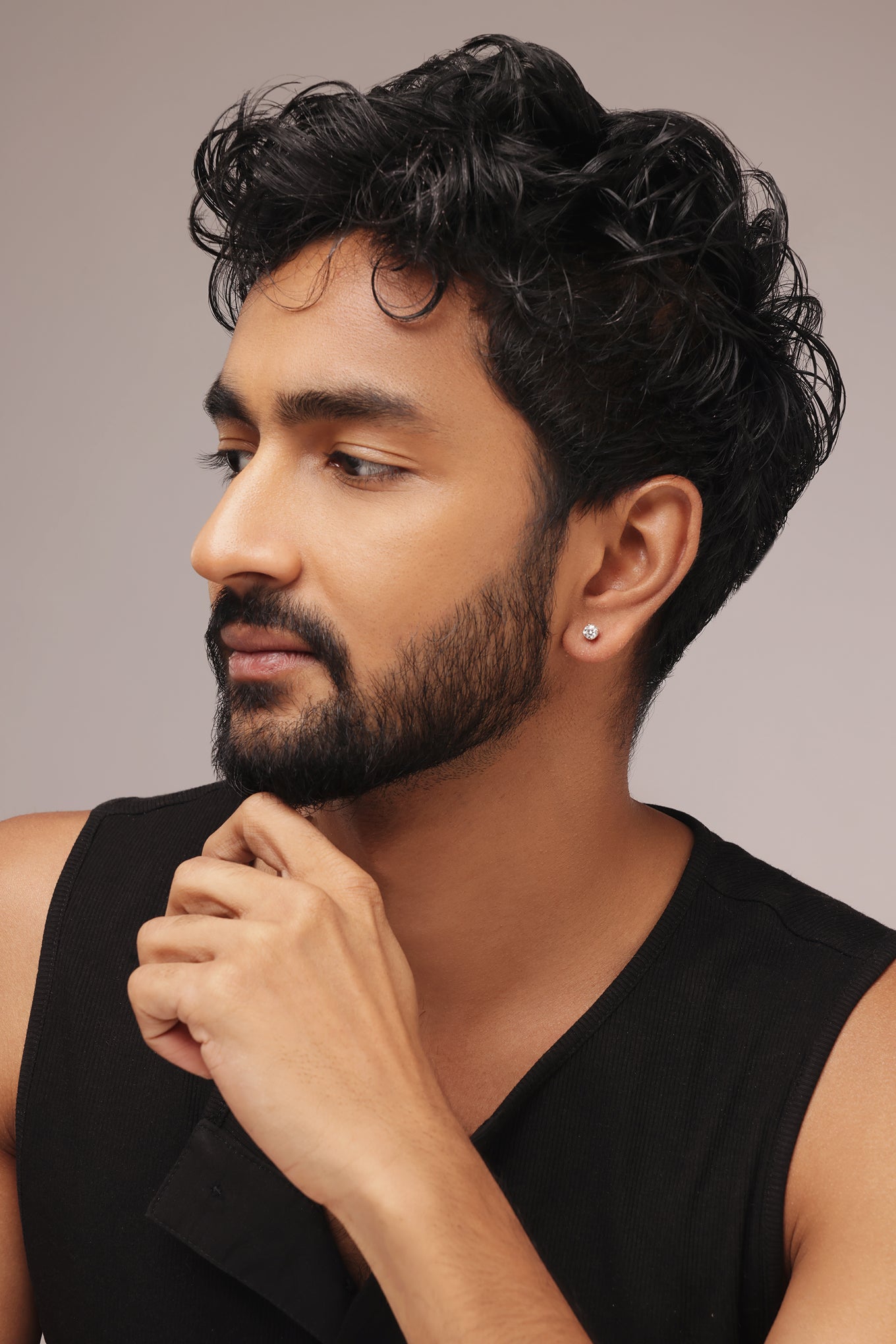 Round Diamond mens' Stud