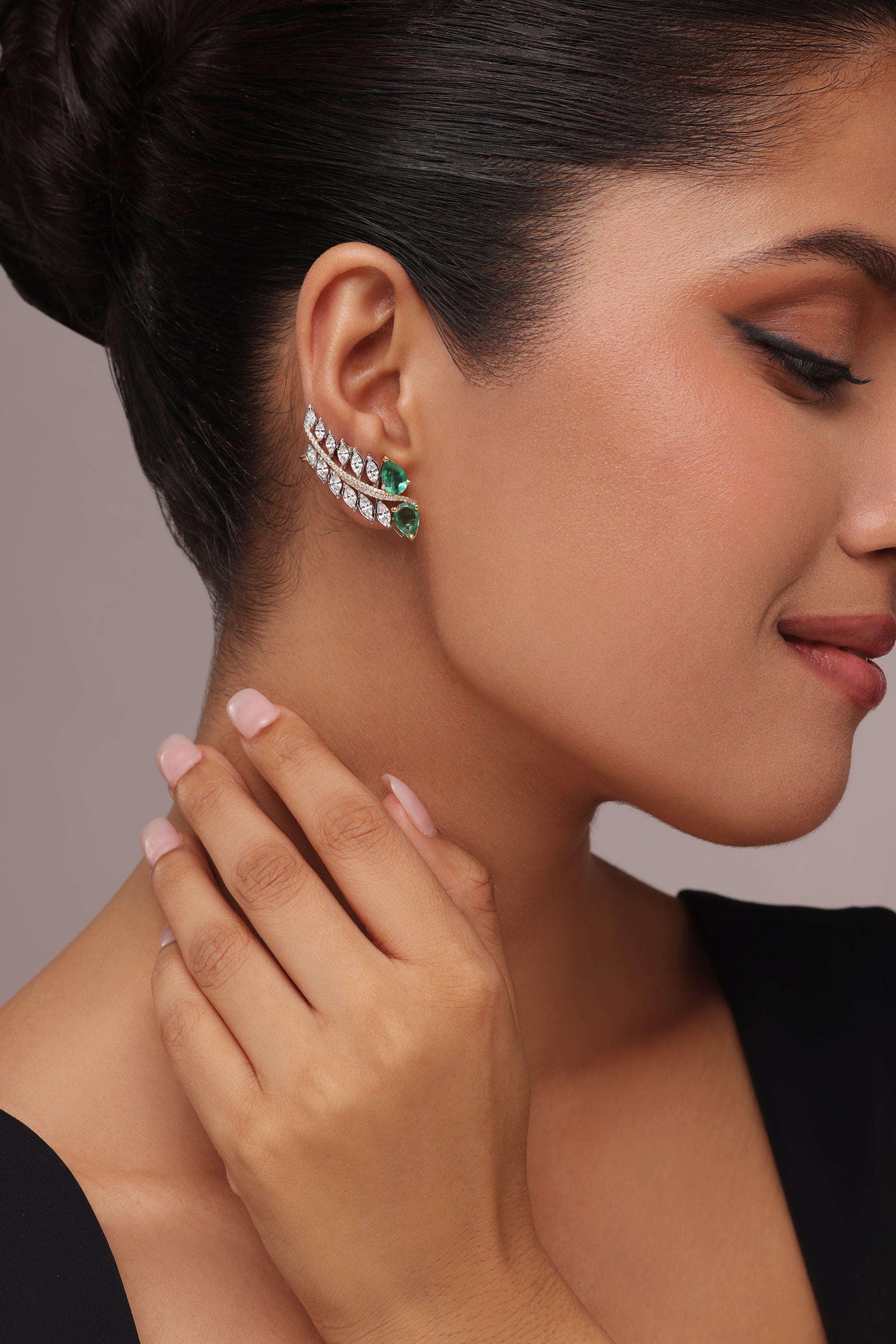 Marquise and Emerald stone Ear Cuff