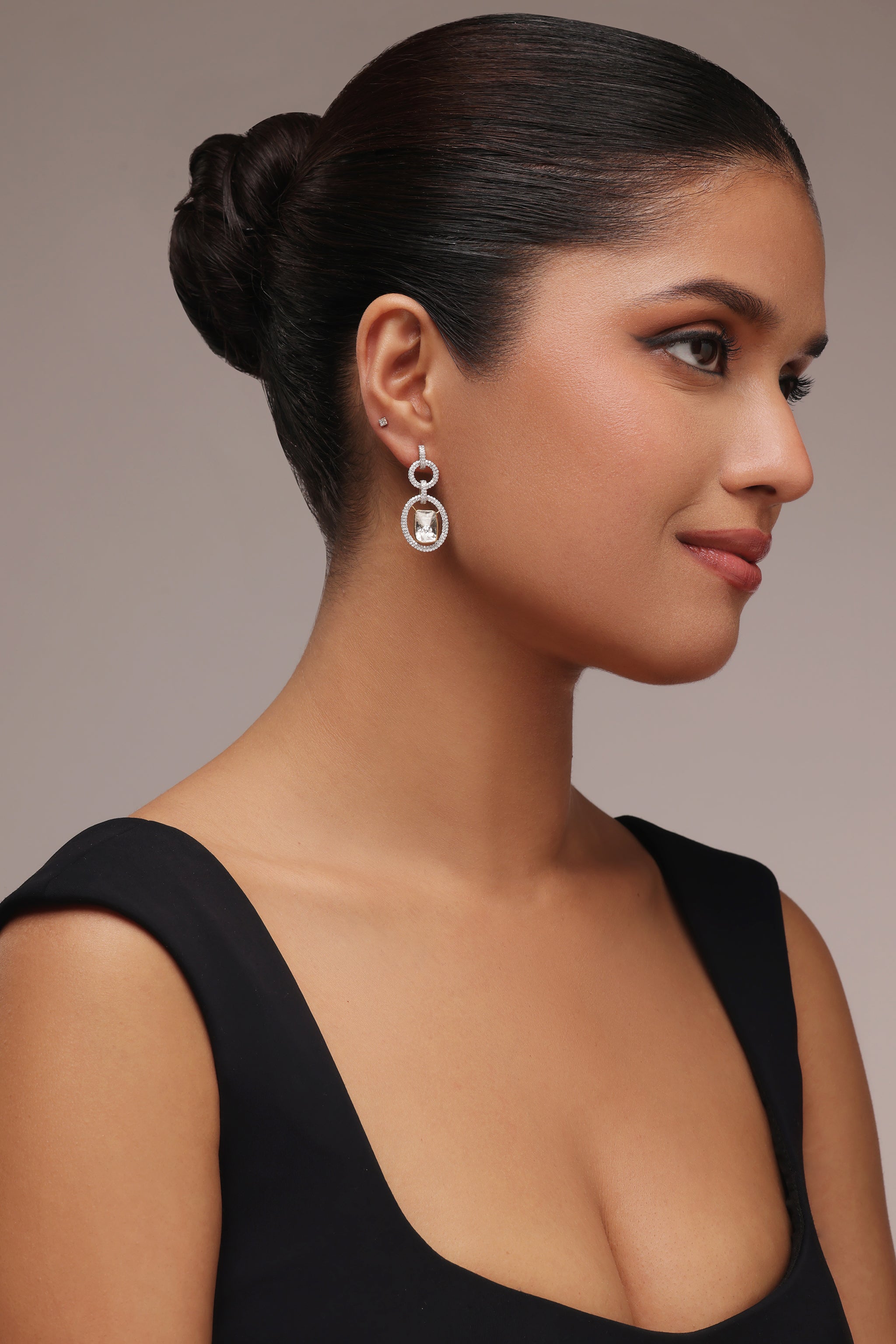 Polki and Round diamond Drop Earrings