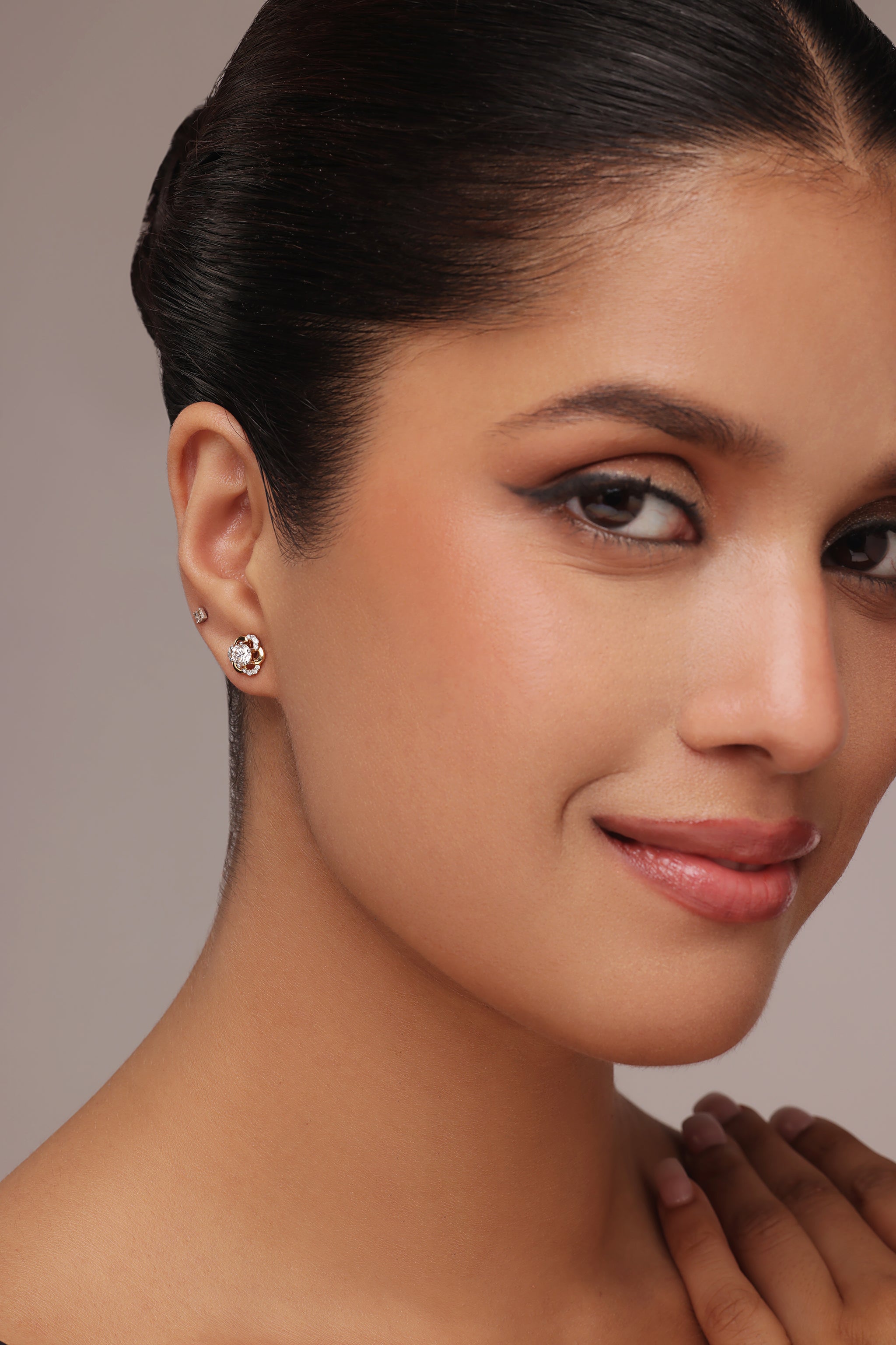 Princess Cut Diamond Halo Stud Earrings