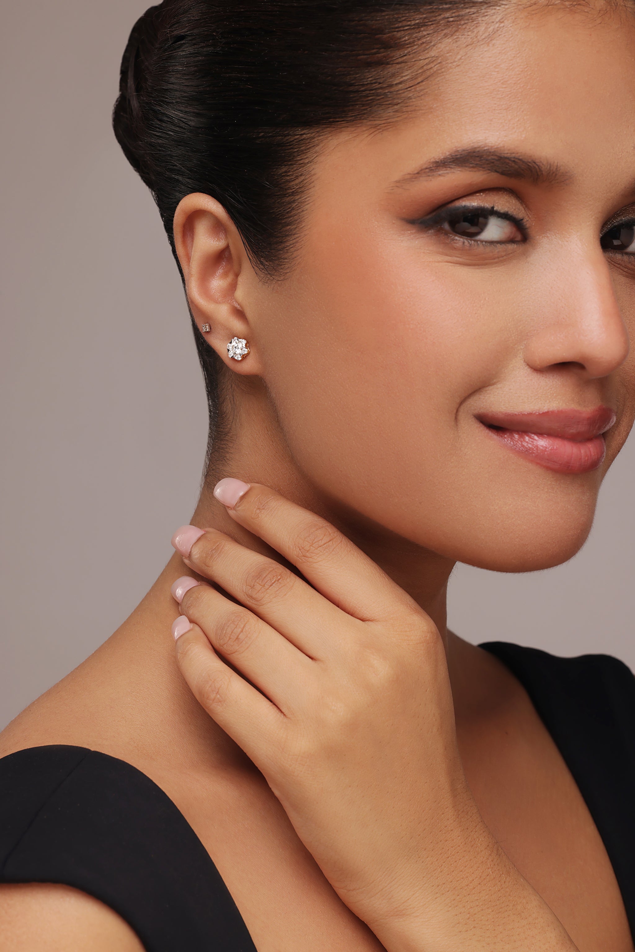 Seven-Round Diamond Cluster Earrings