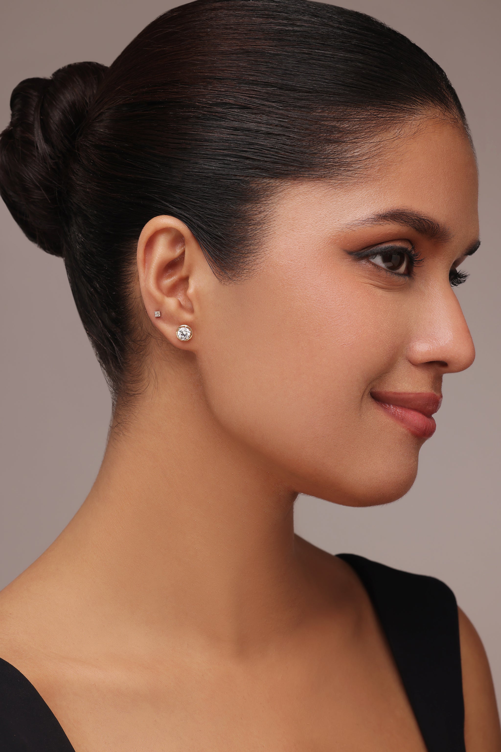 The Bezel Halo Diamond Earrings