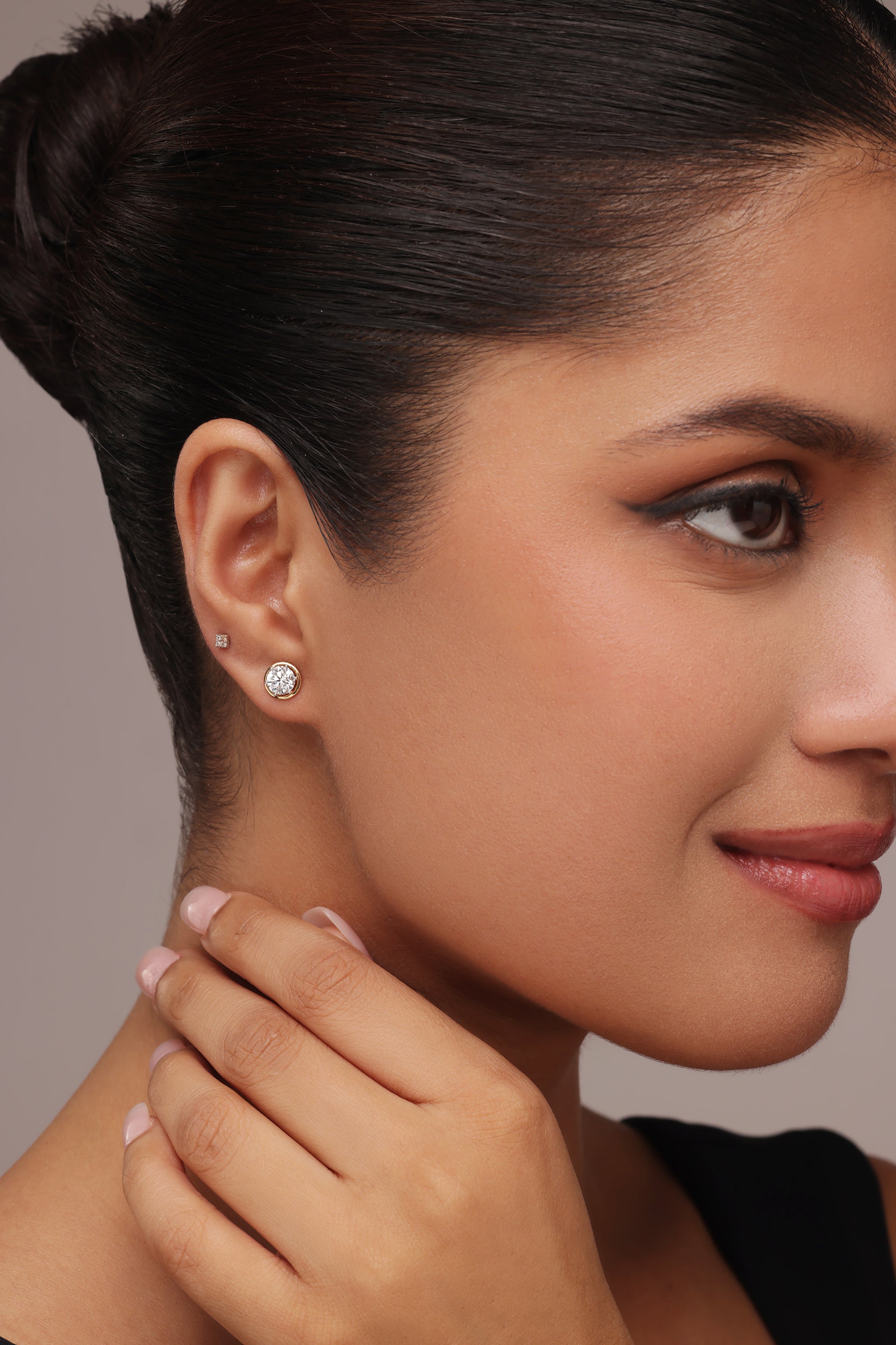 The Bezel Halo Diamond Earrings