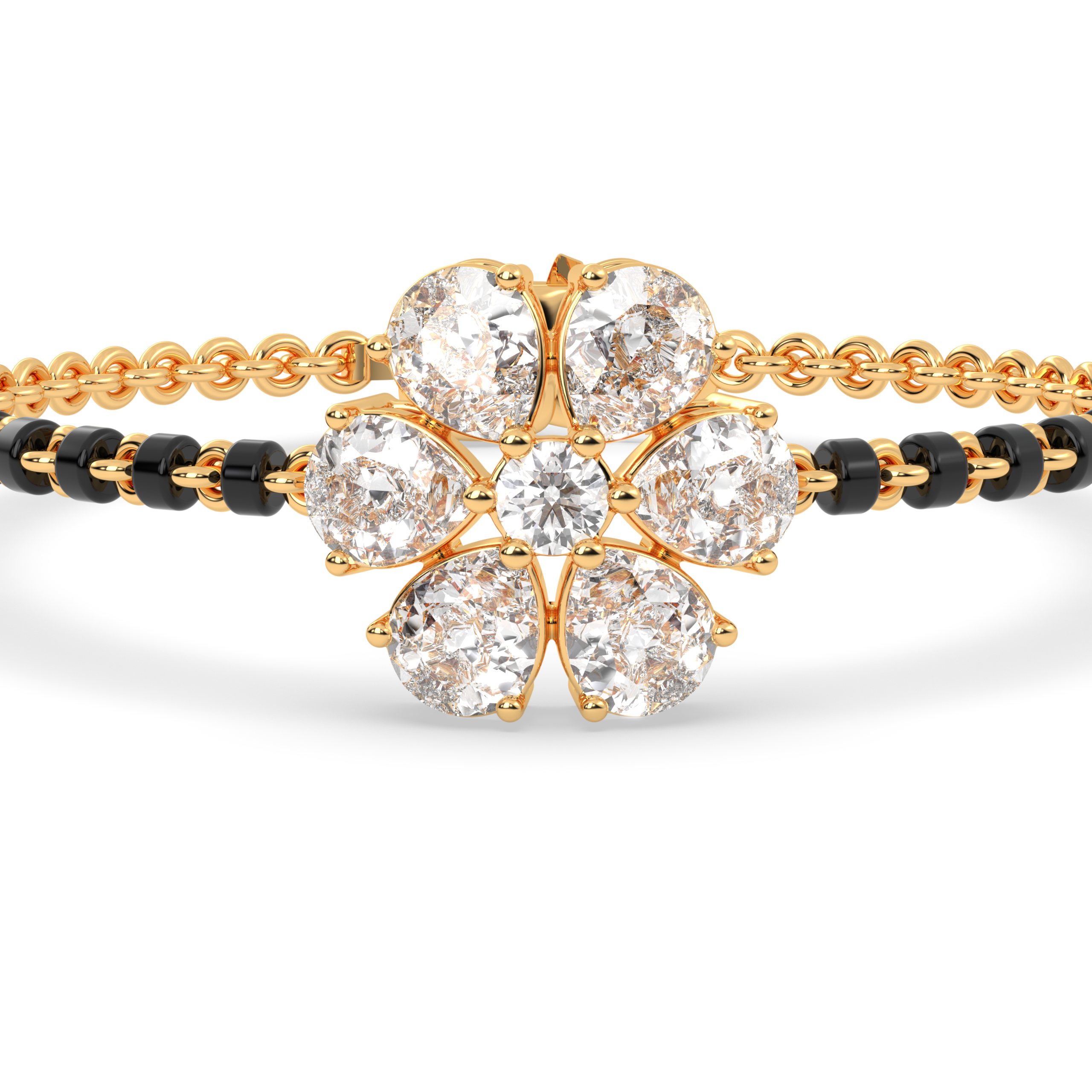 Pear and Round Diamond Floral Tanmania Bracelet