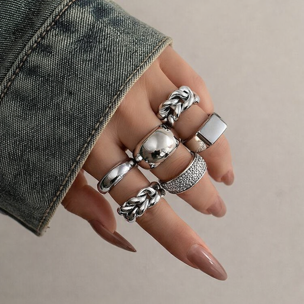 Chunky silver rings