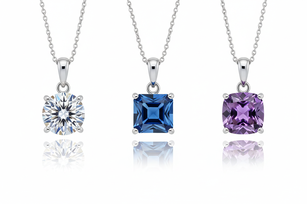 Simple solitaire pendants