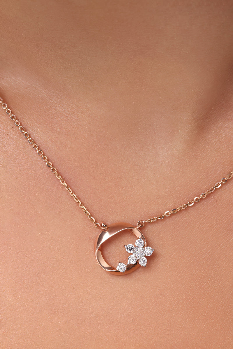 Pavé Flower Circle Pendant