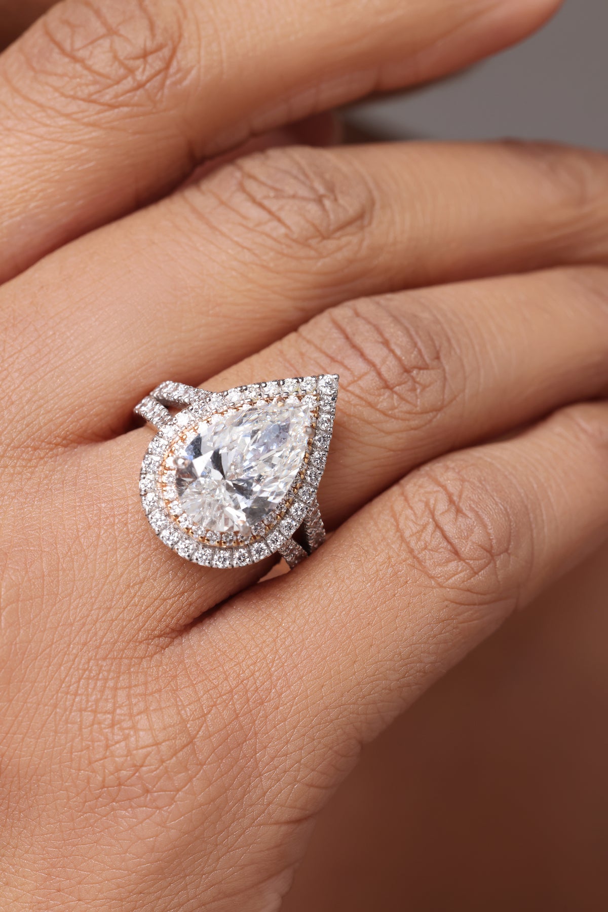 Pear-Cut Double Halo Engagement Ring