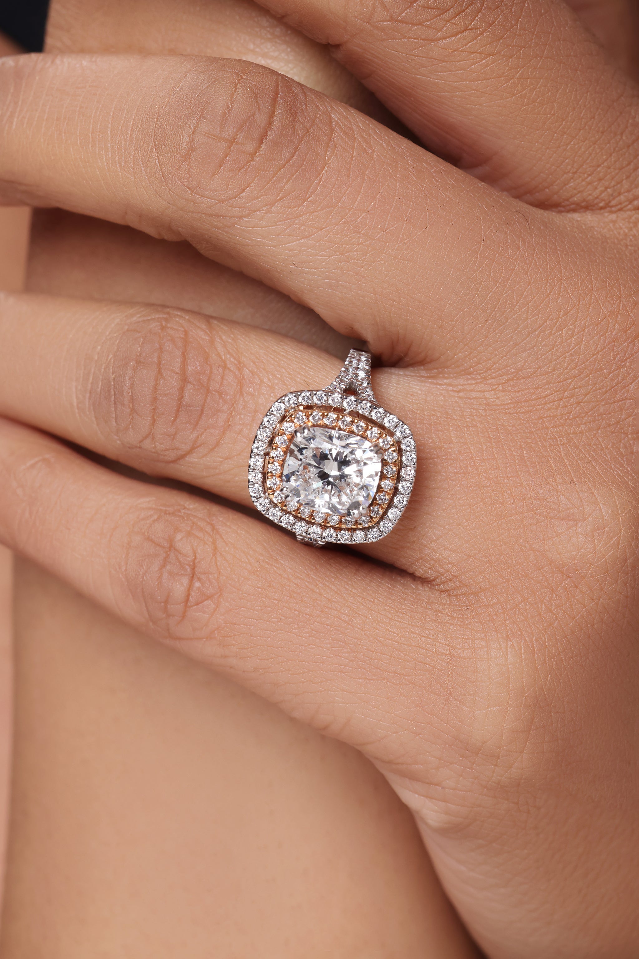 Cushion-Cut Double Halo Ring