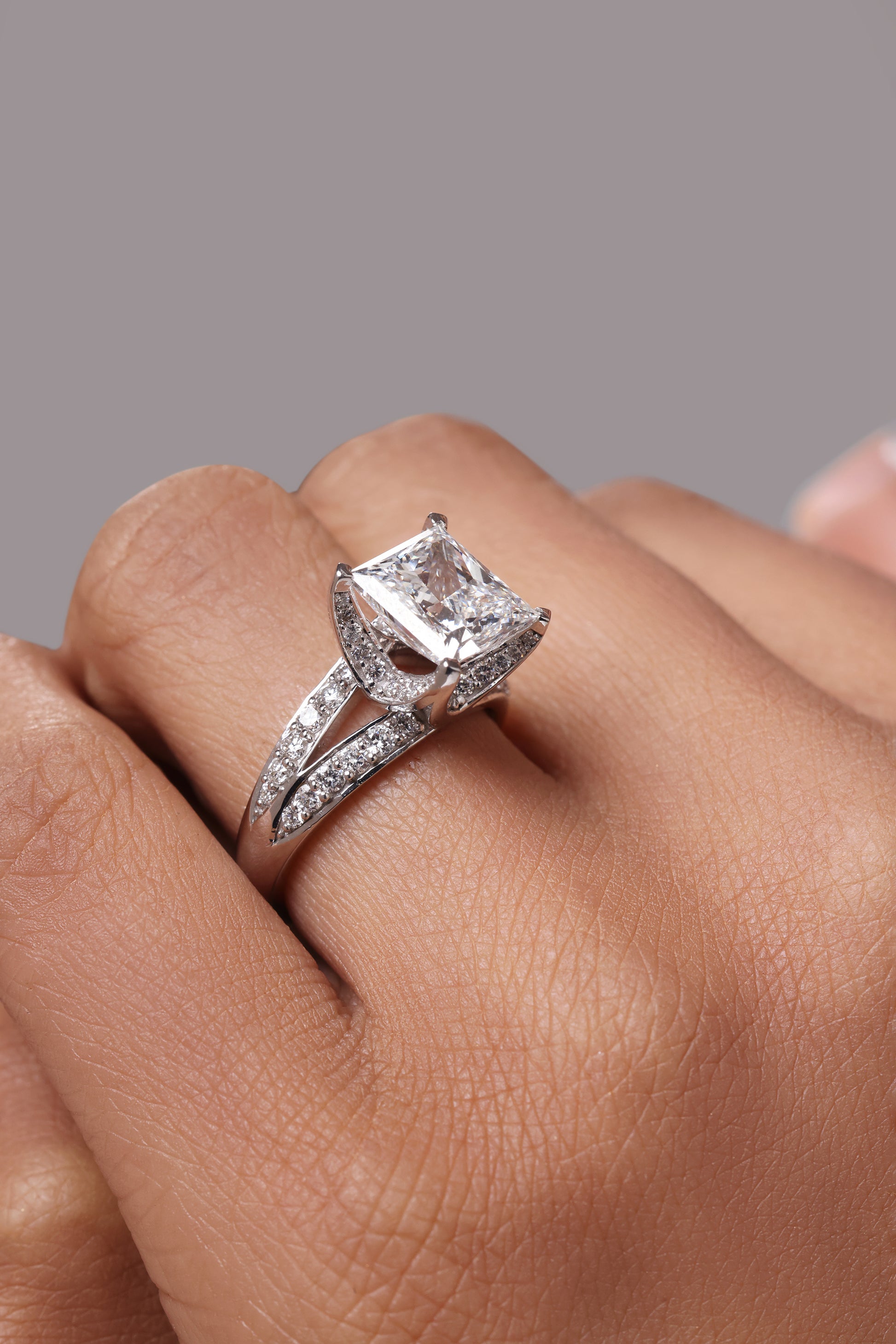 Radiant Cut Split Shank Diamond Ring