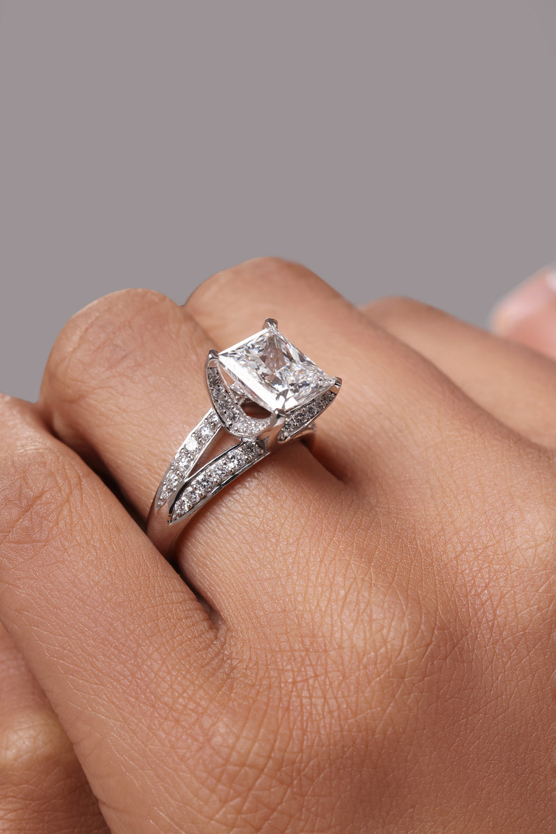Radiant Cut Split Shank Diamond Ring