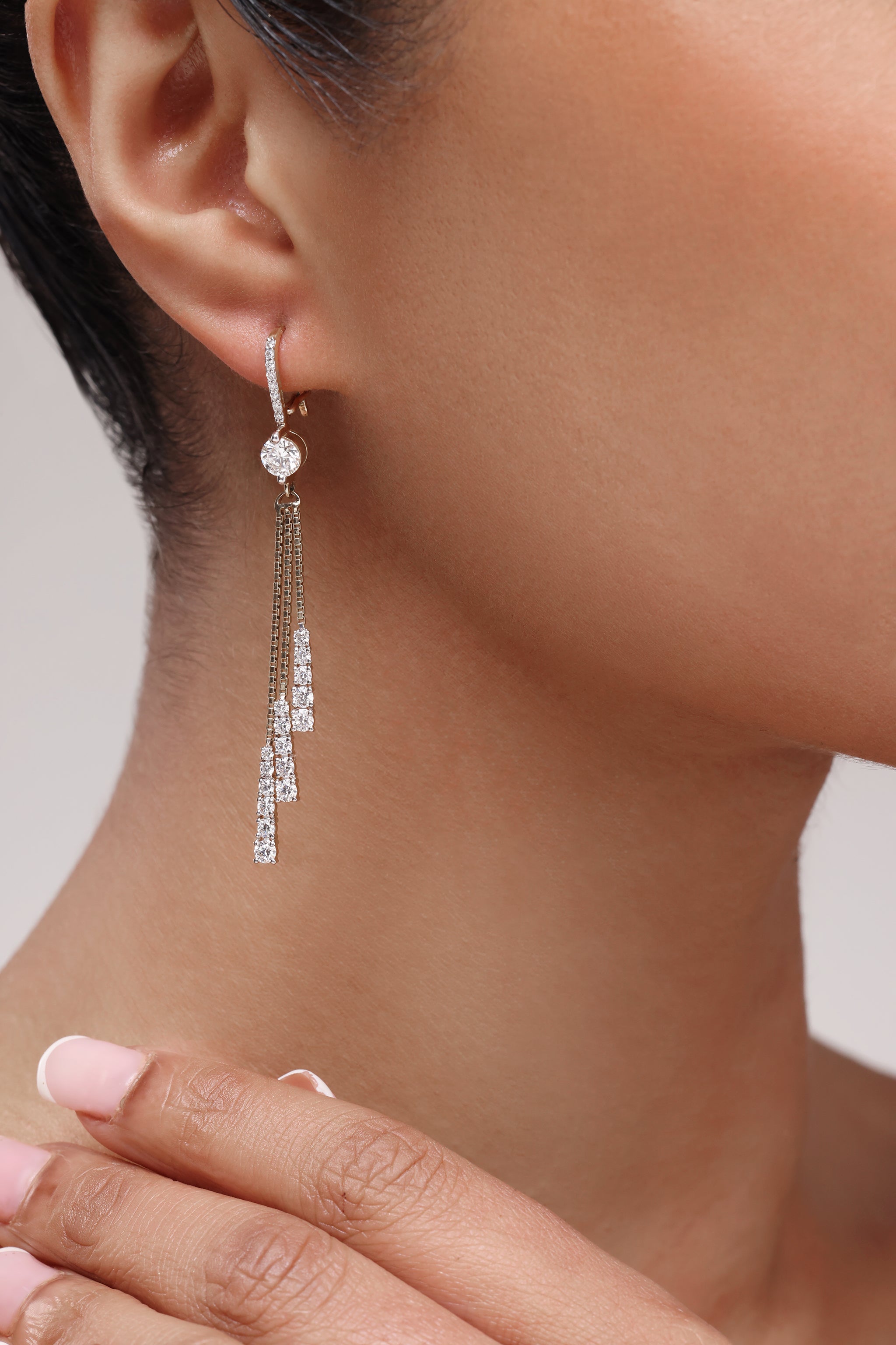 Diamond Tassel Drop Earrings