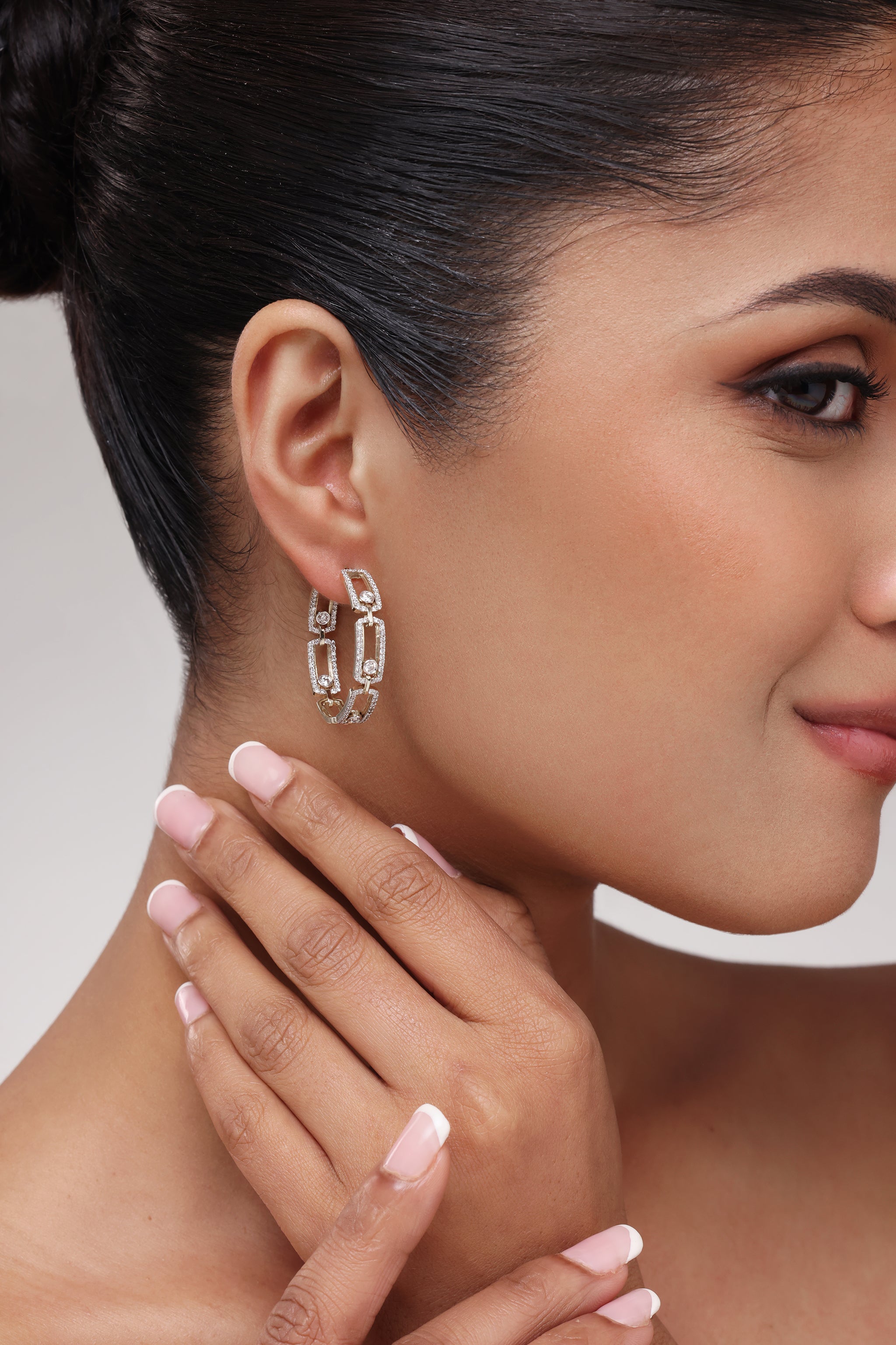 Diamond Pavé Paperclip Hoops