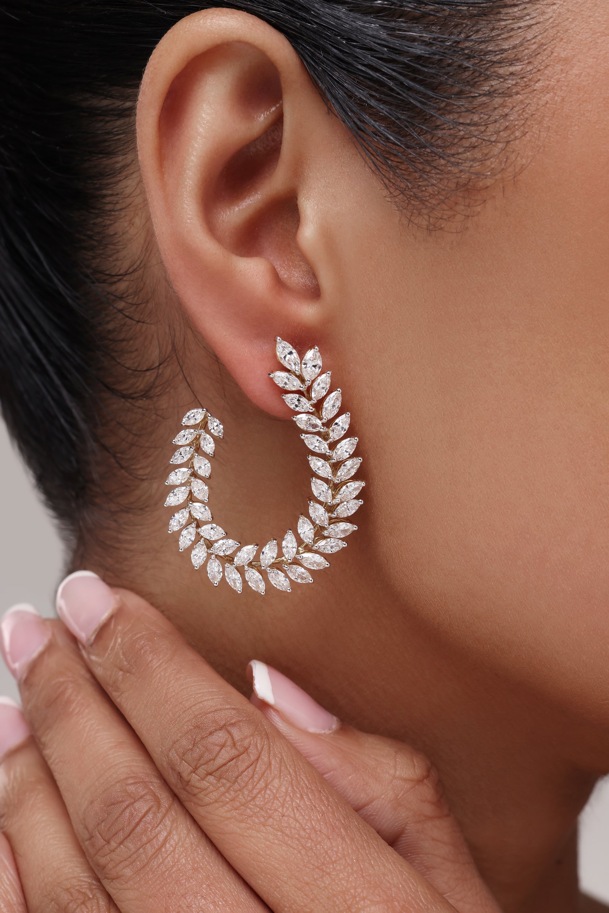 Marquise Leaf Hoop Earrings
