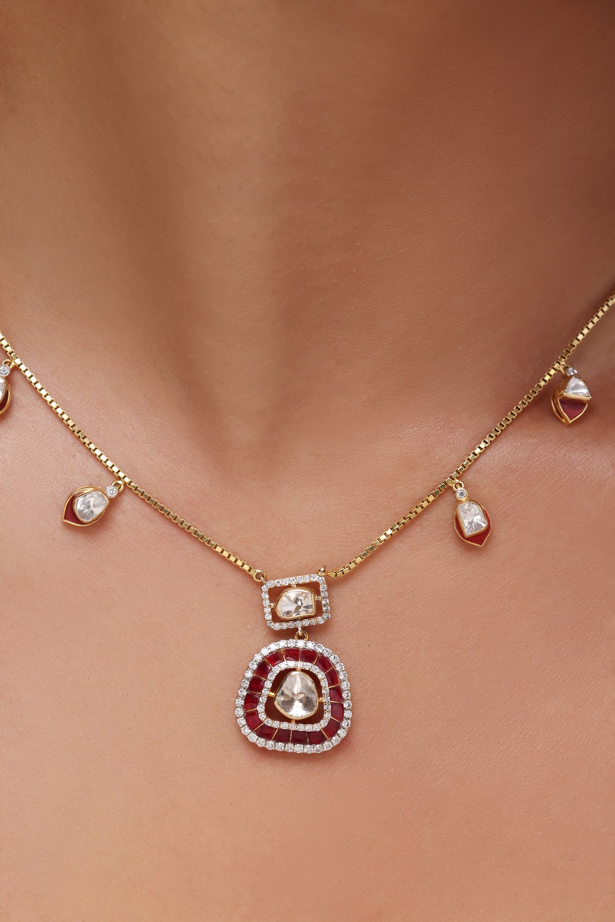 Polki & Ruby Diamond Pendant