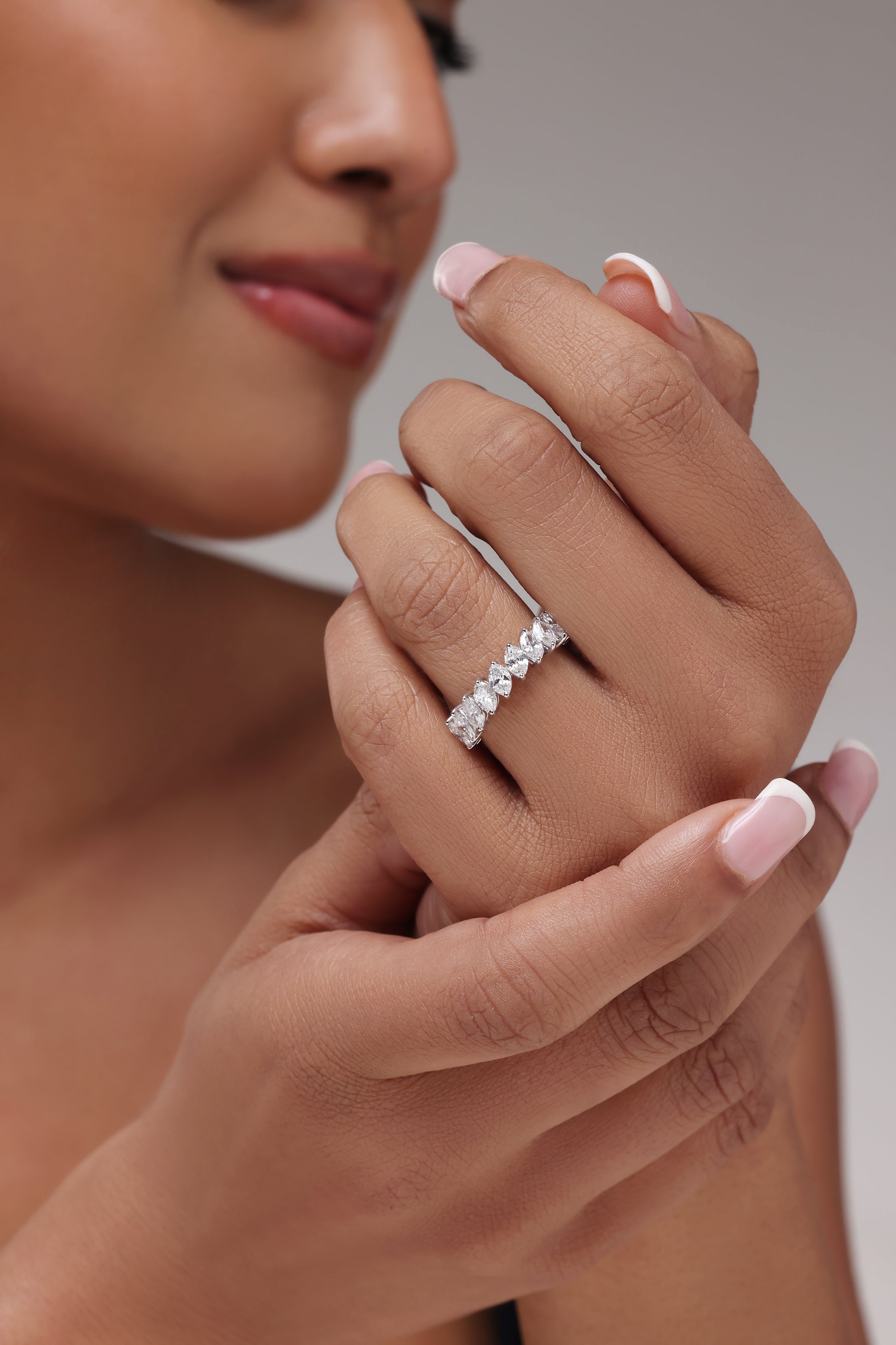 Slanted Marquise-Cut Eternity Band
