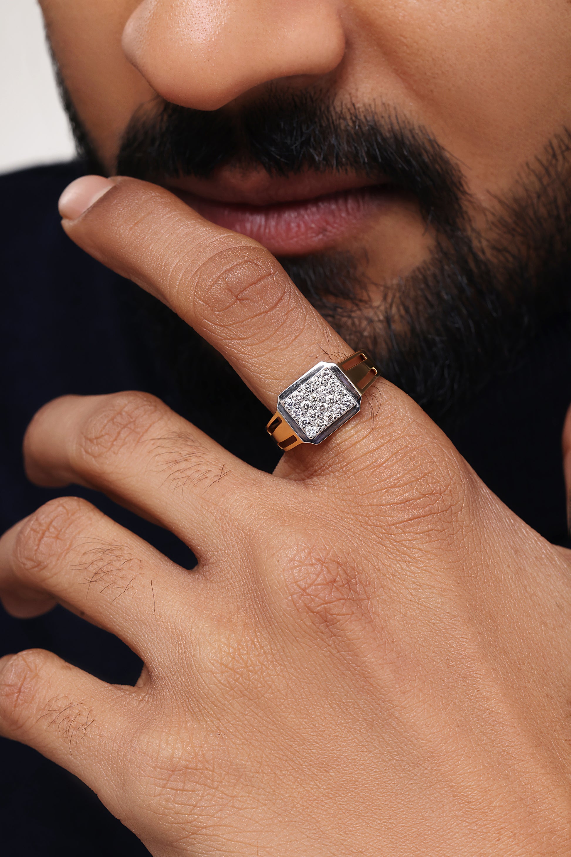 SQUARE CLUSTER DIAMOND MEN’S RING