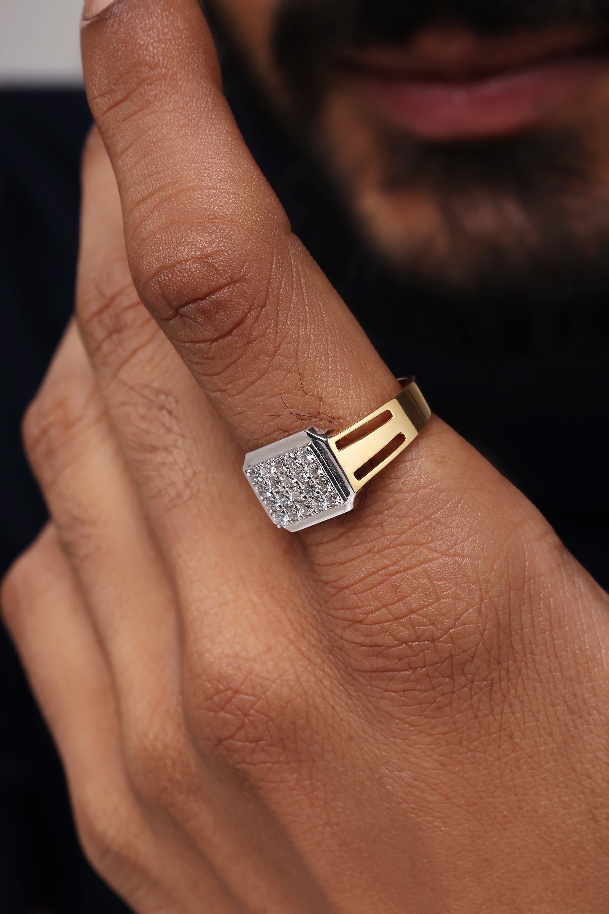 SQUARE CLUSTER DIAMOND MEN’S RING