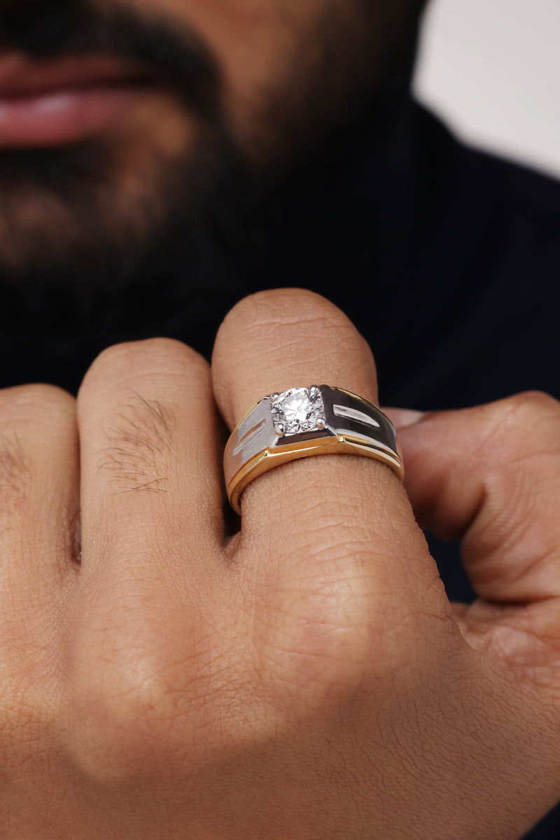 Men’s Round Solitaire Diamond Two-Tone Ring