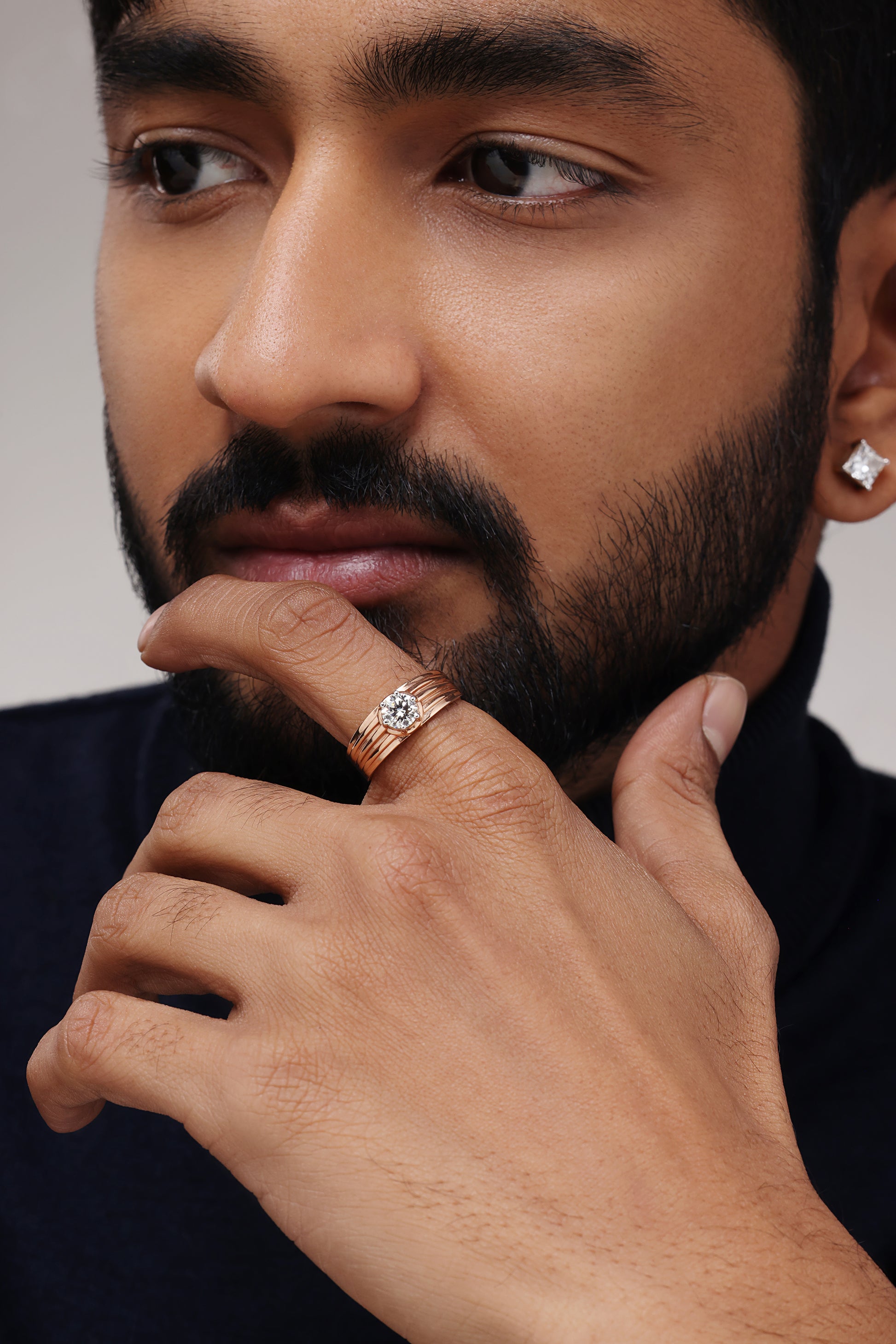 BEZEL SET ROUND DIAMOND MEN’S RING