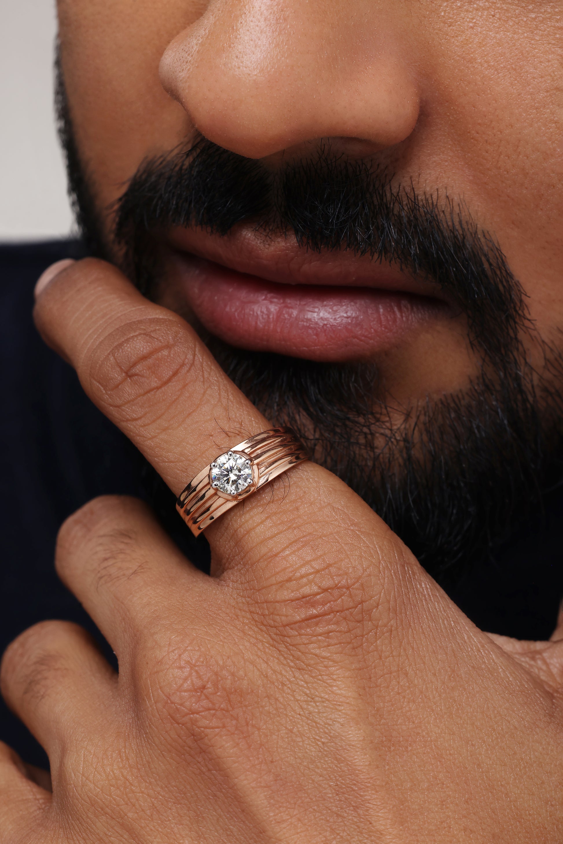 BEZEL SET ROUND DIAMOND MEN’S RING