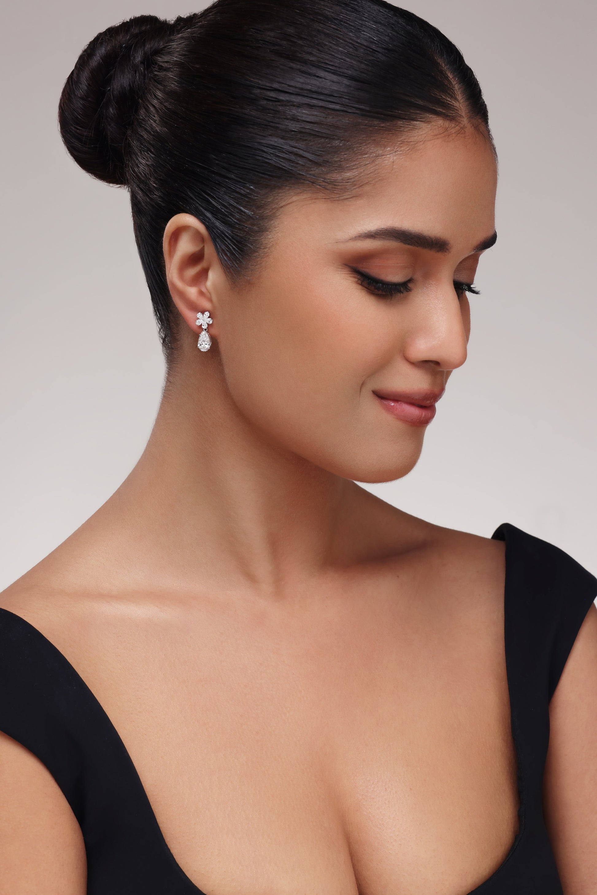 Pear Cut Floral Earrings