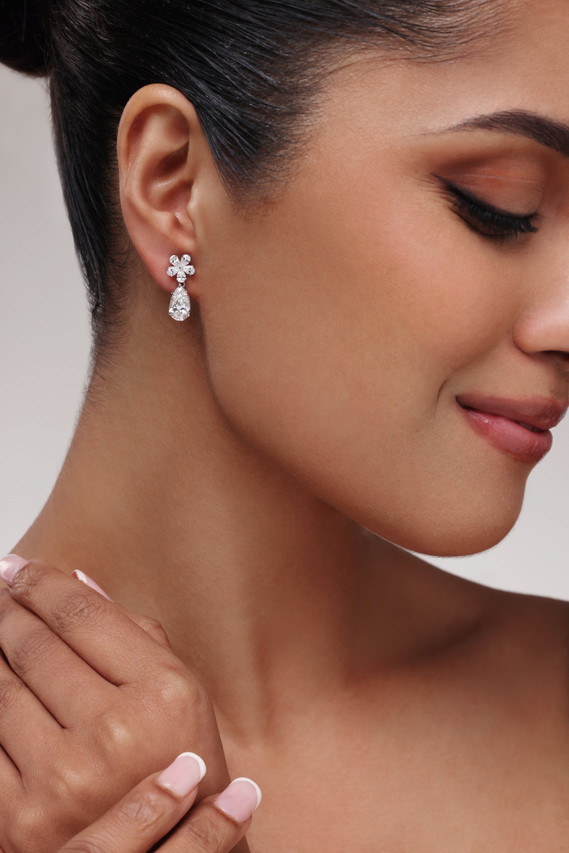 Pear Cut Floral Earrings