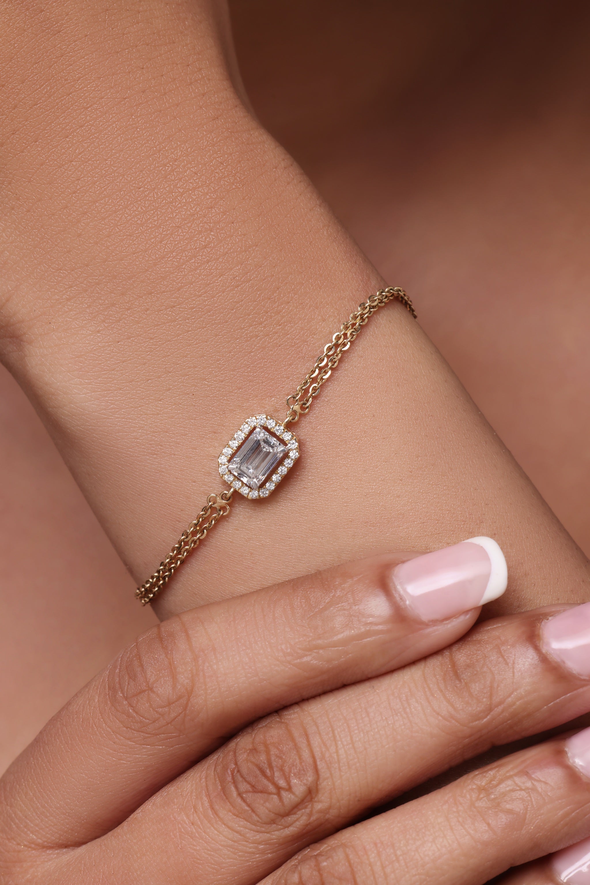 Emerald Cut Diamond halo Bracelet