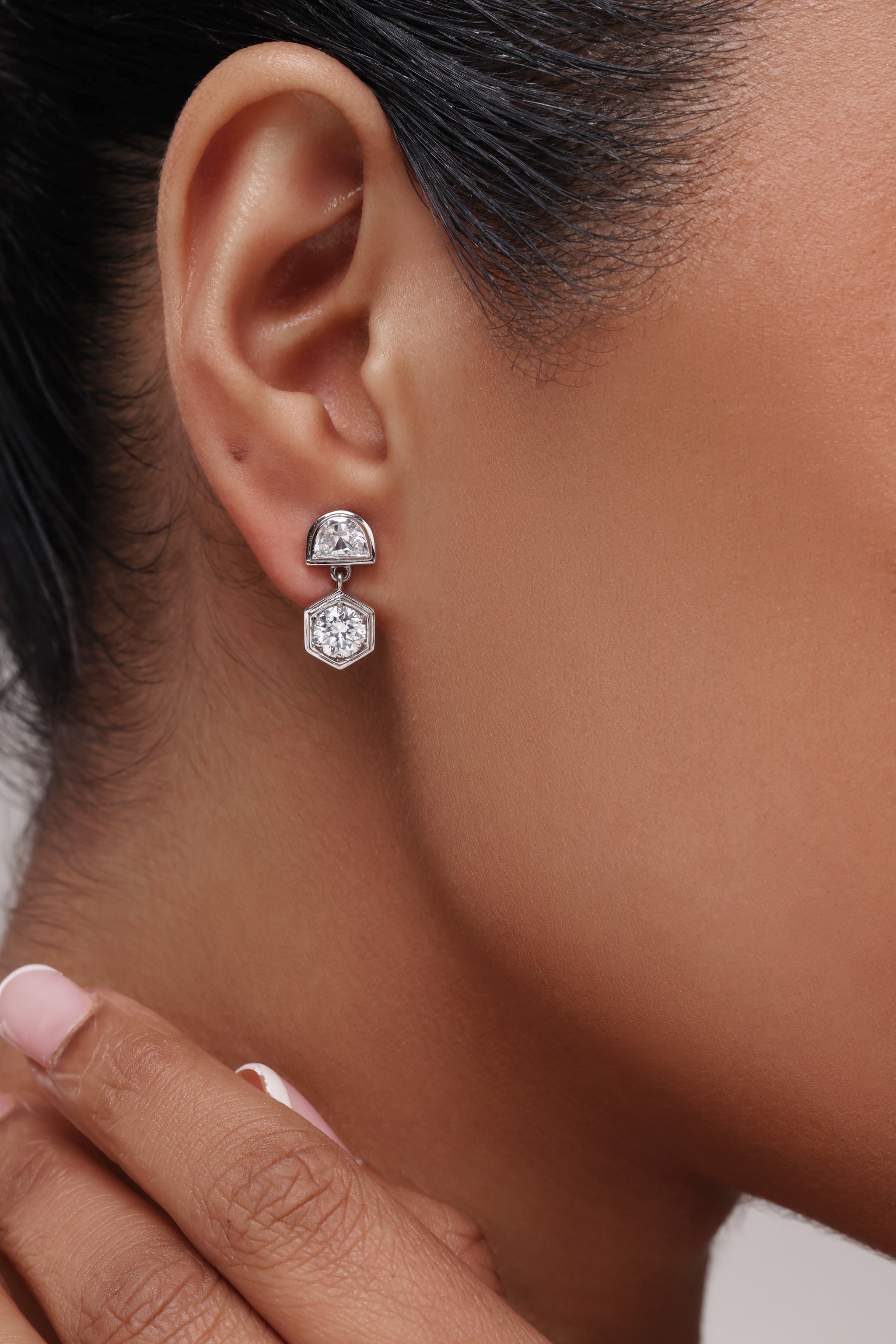 Geometric Diamond Drop Earrings