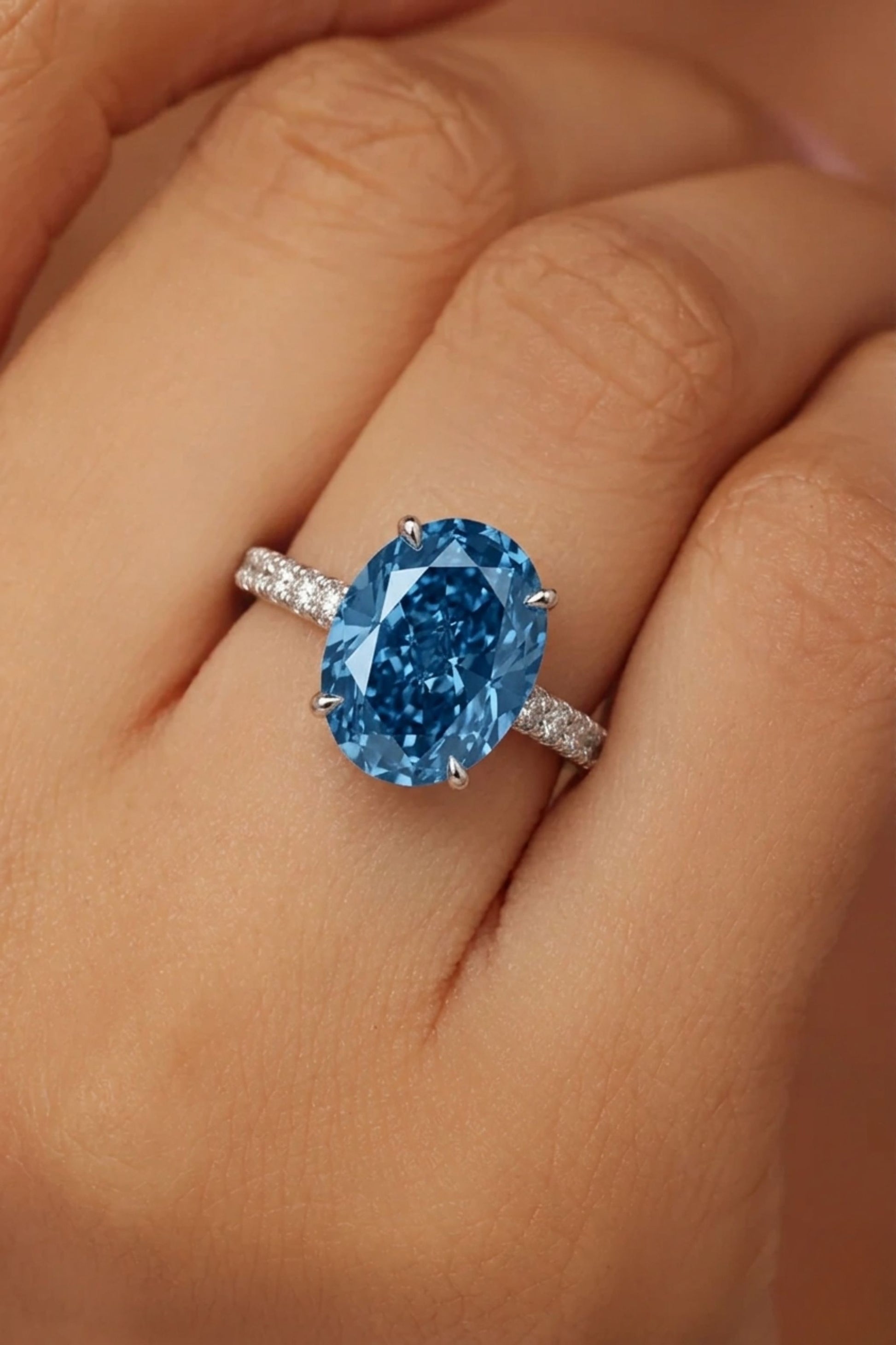 Blue Diamond Oval Ring