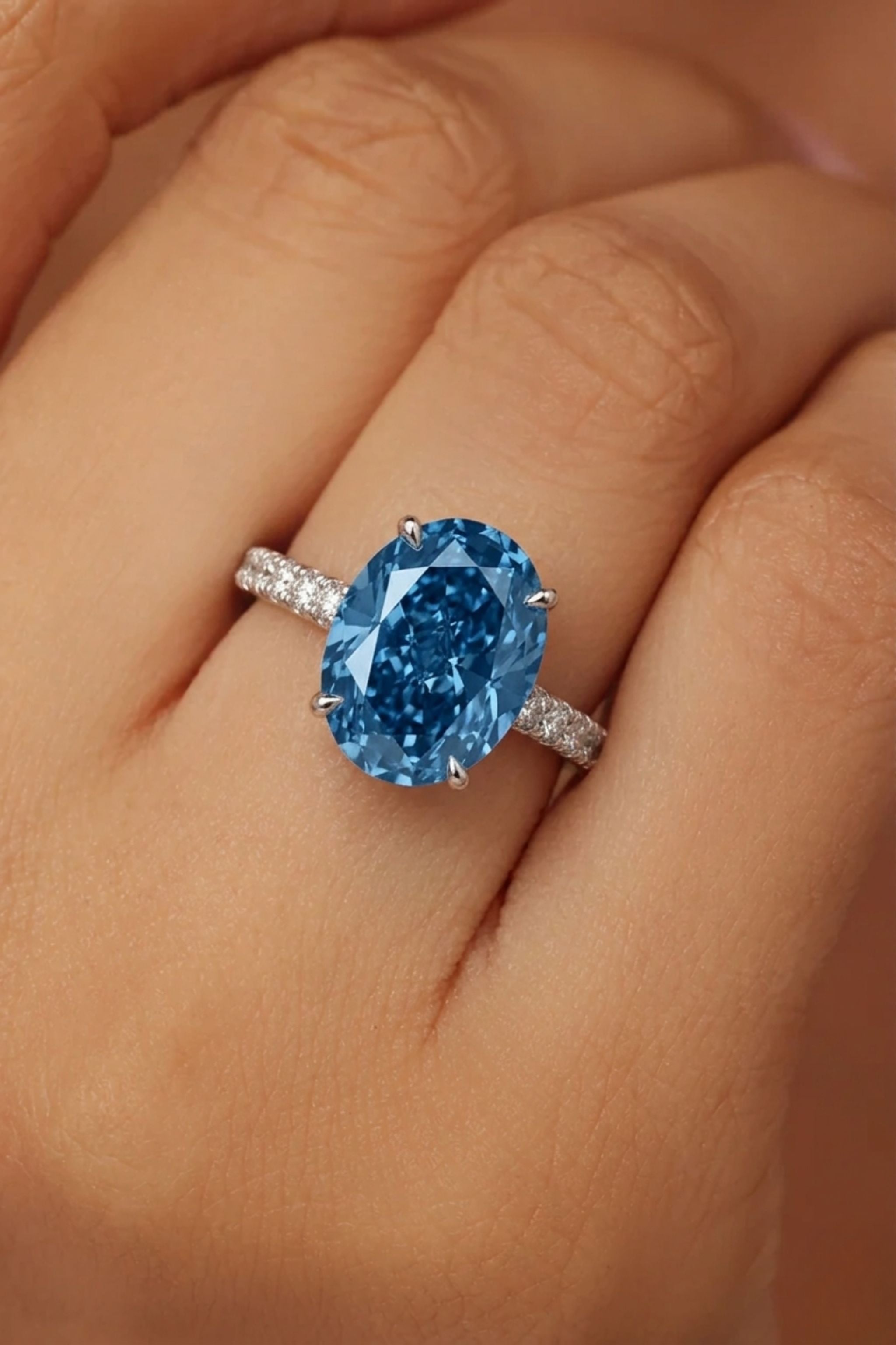 Blue Diamond Oval Ring