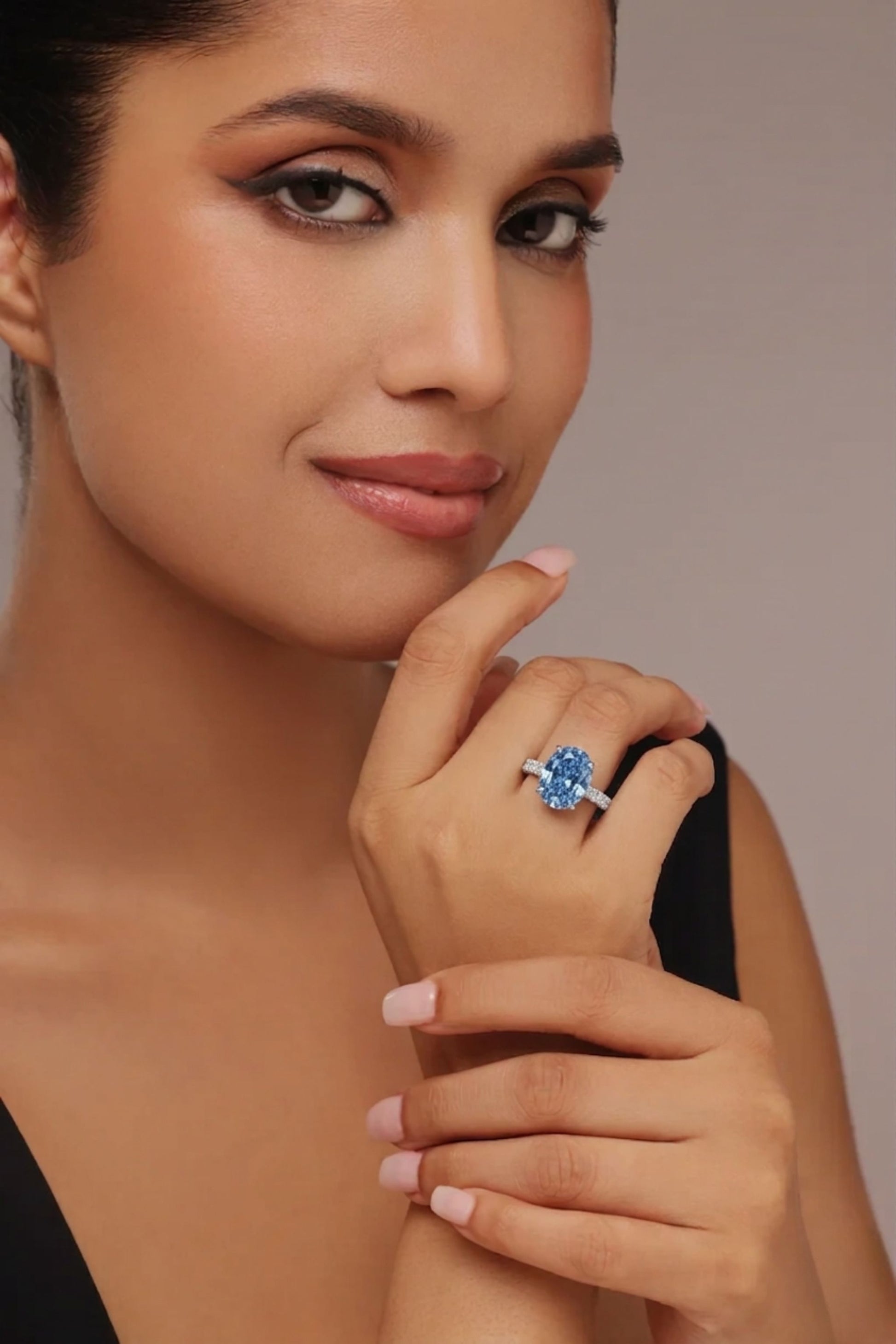Blue Diamond Oval Ring