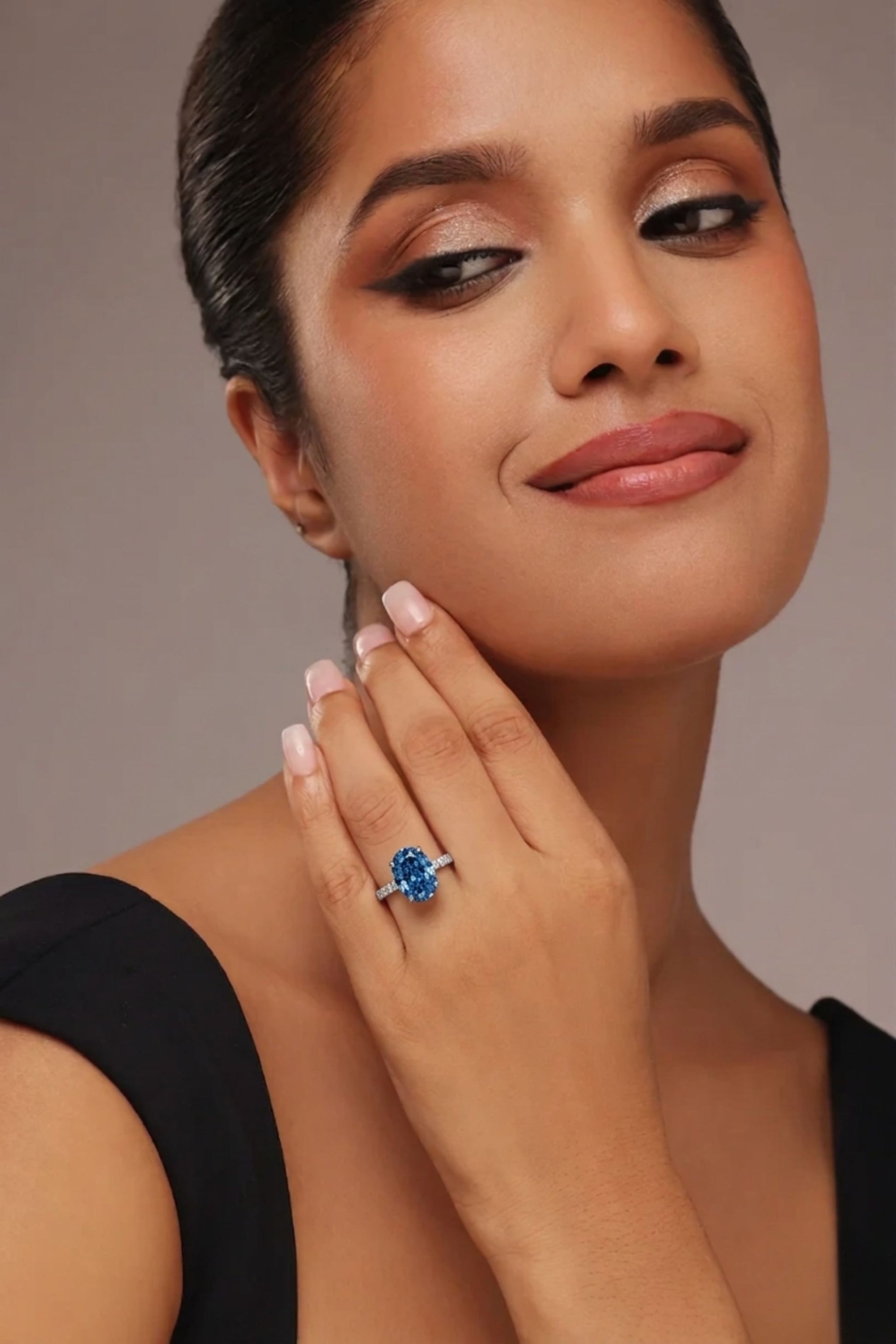 Blue Diamond Oval Ring