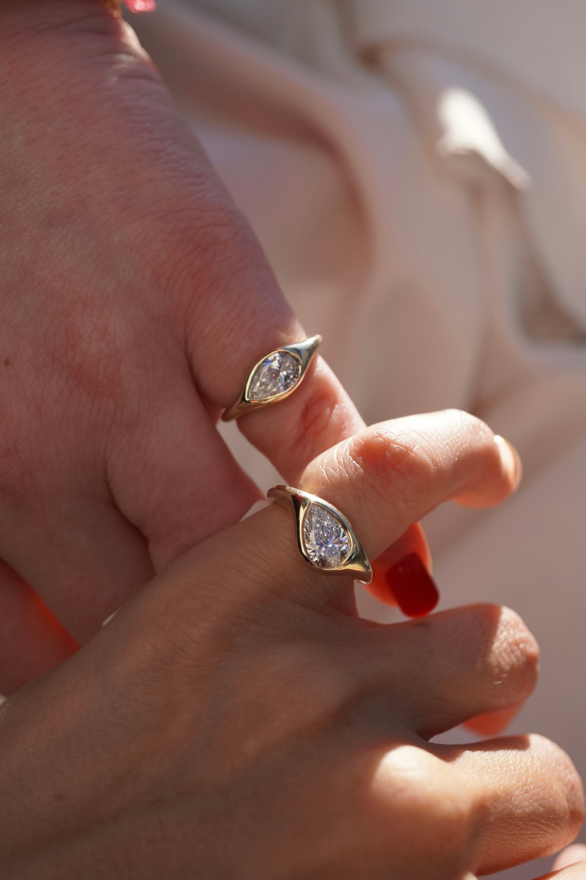 Pear-Cut Diamond Bezel Signet Ring