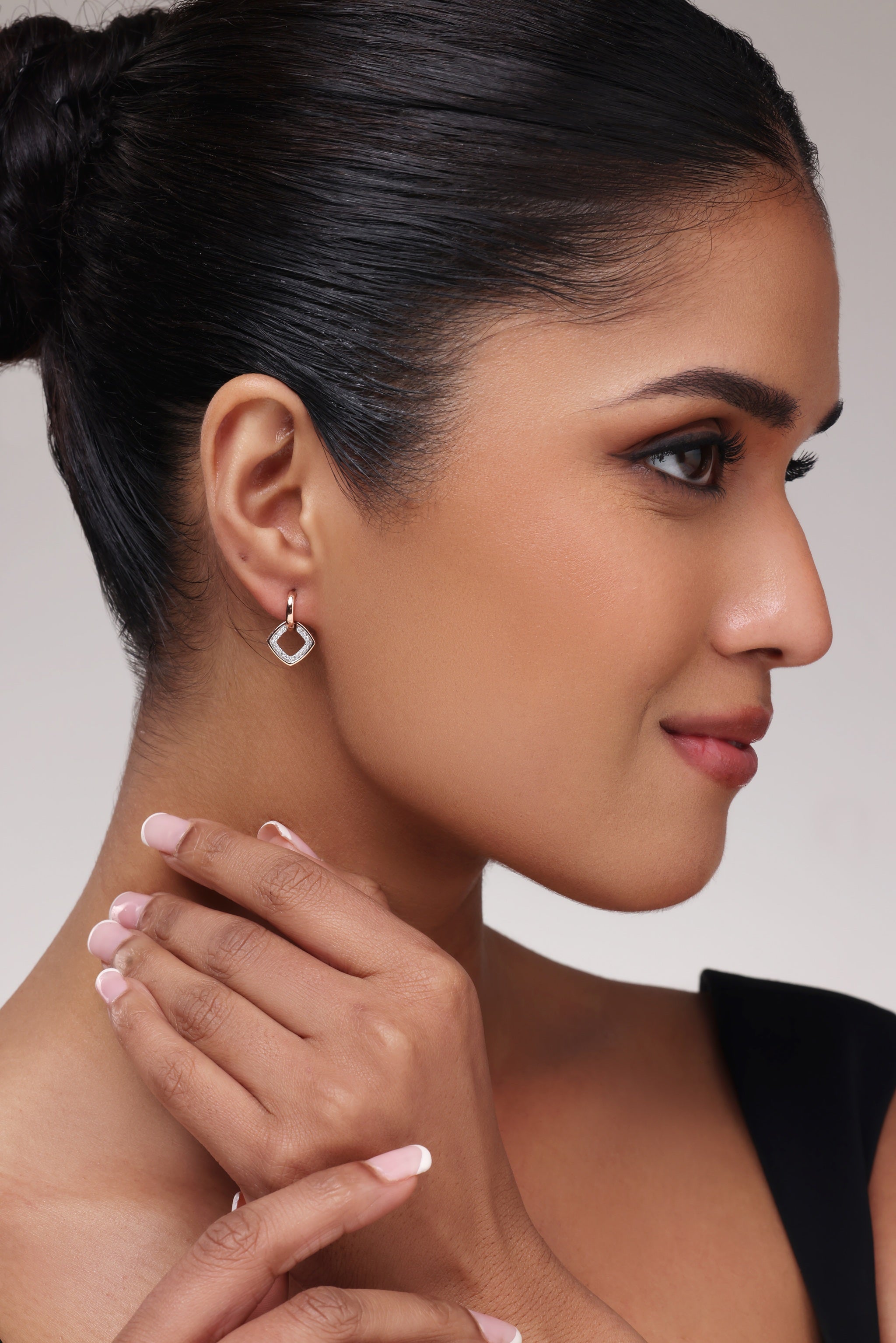 Square Bali Diamond Earrings