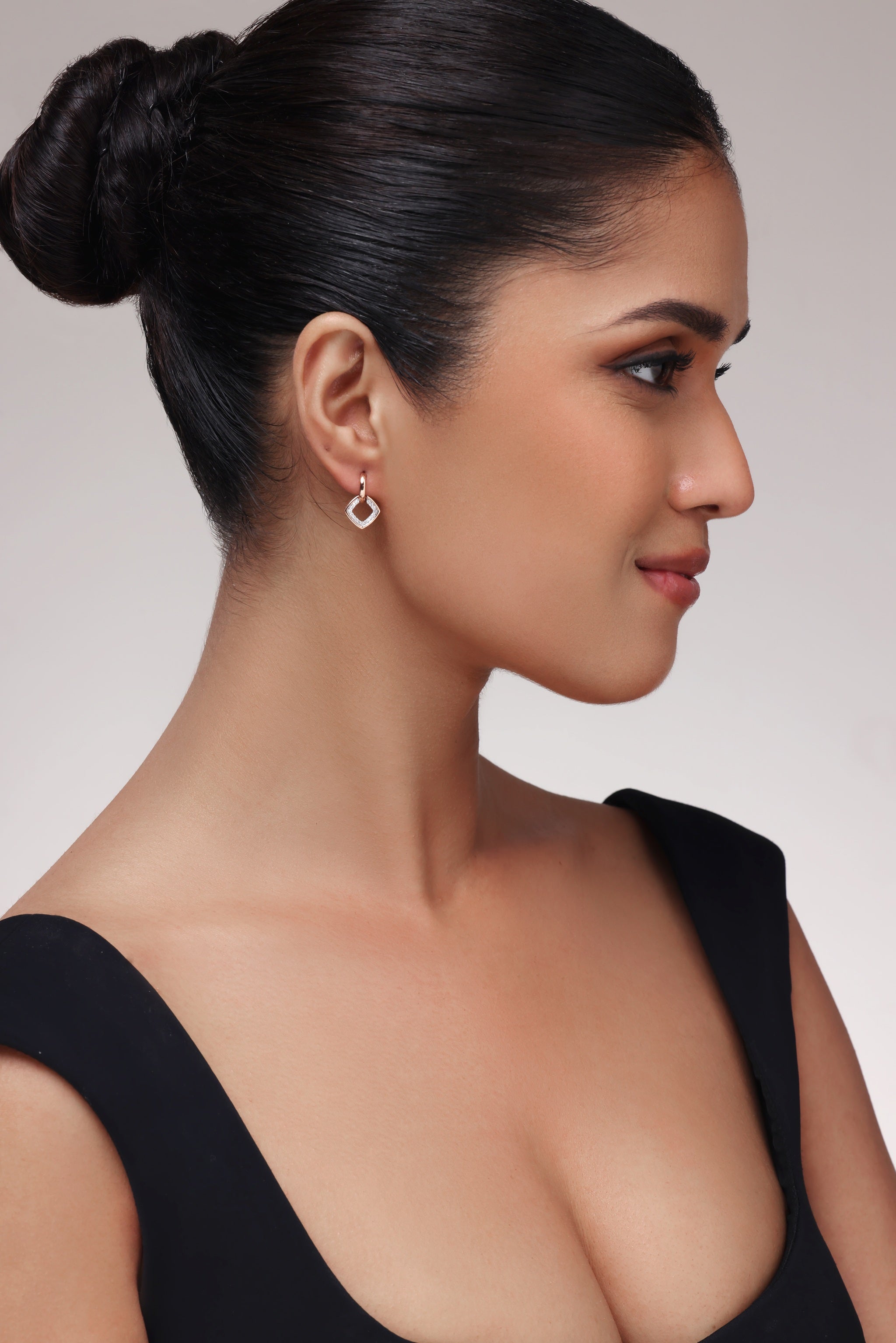 Square Bali Diamond Earrings