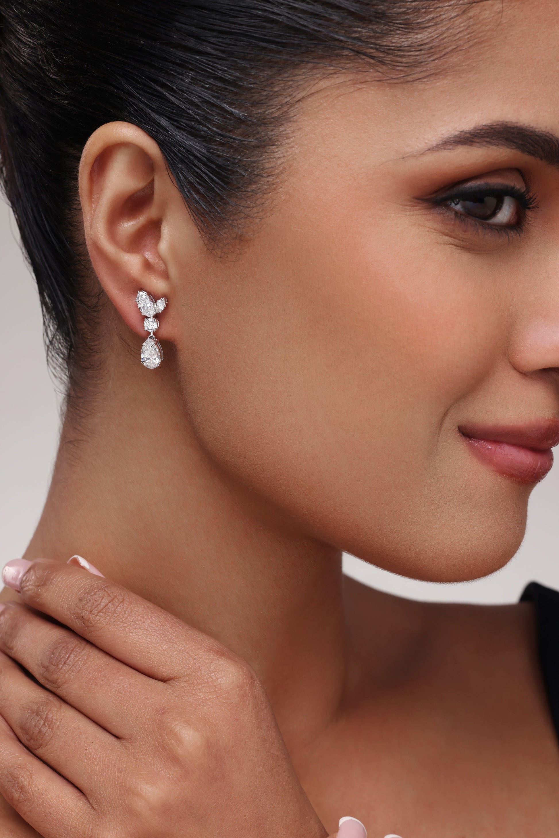 Marquise and Pear Leaf Earrings
